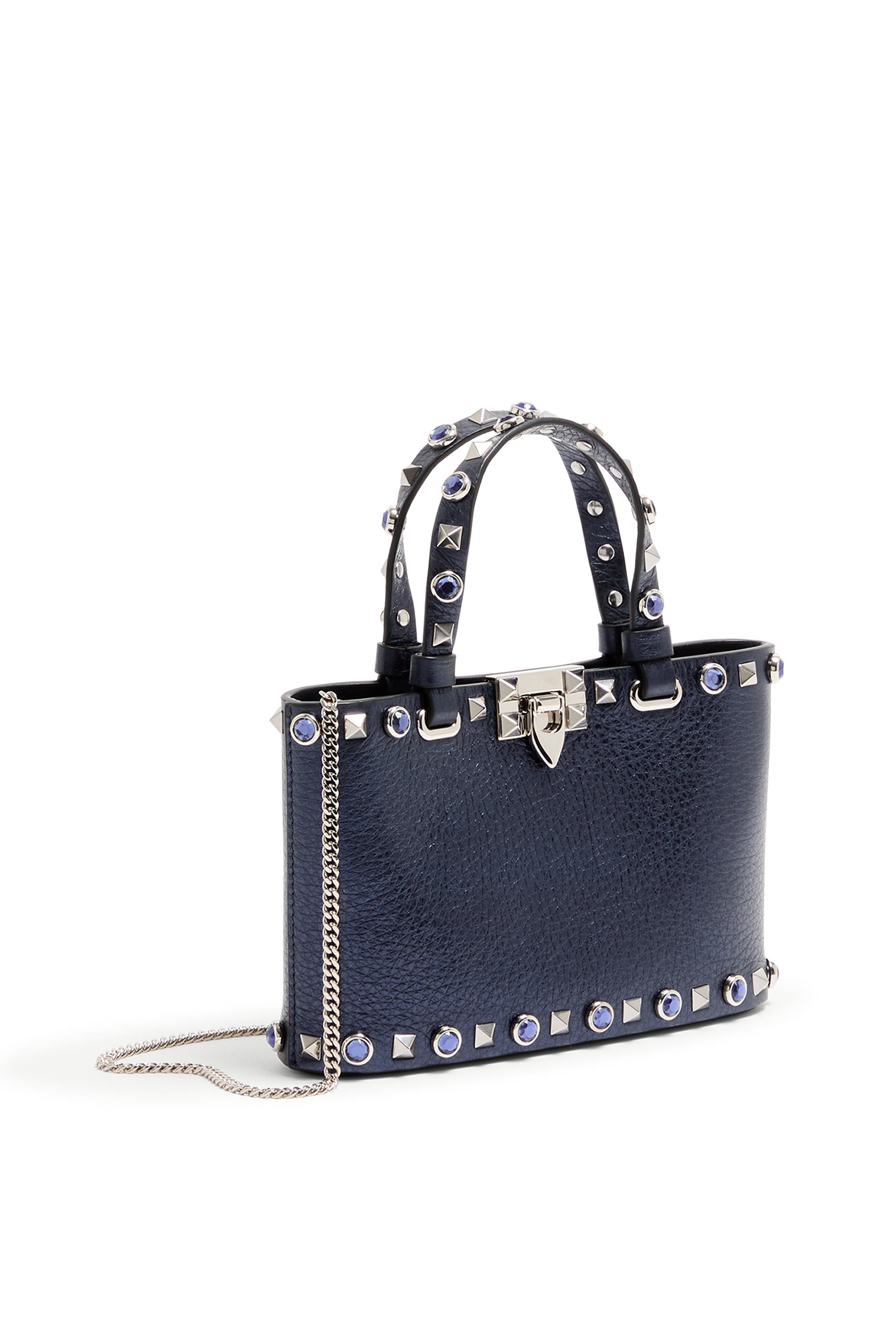 Rockstud Mini Shopping Bag in Laminated Calfskin