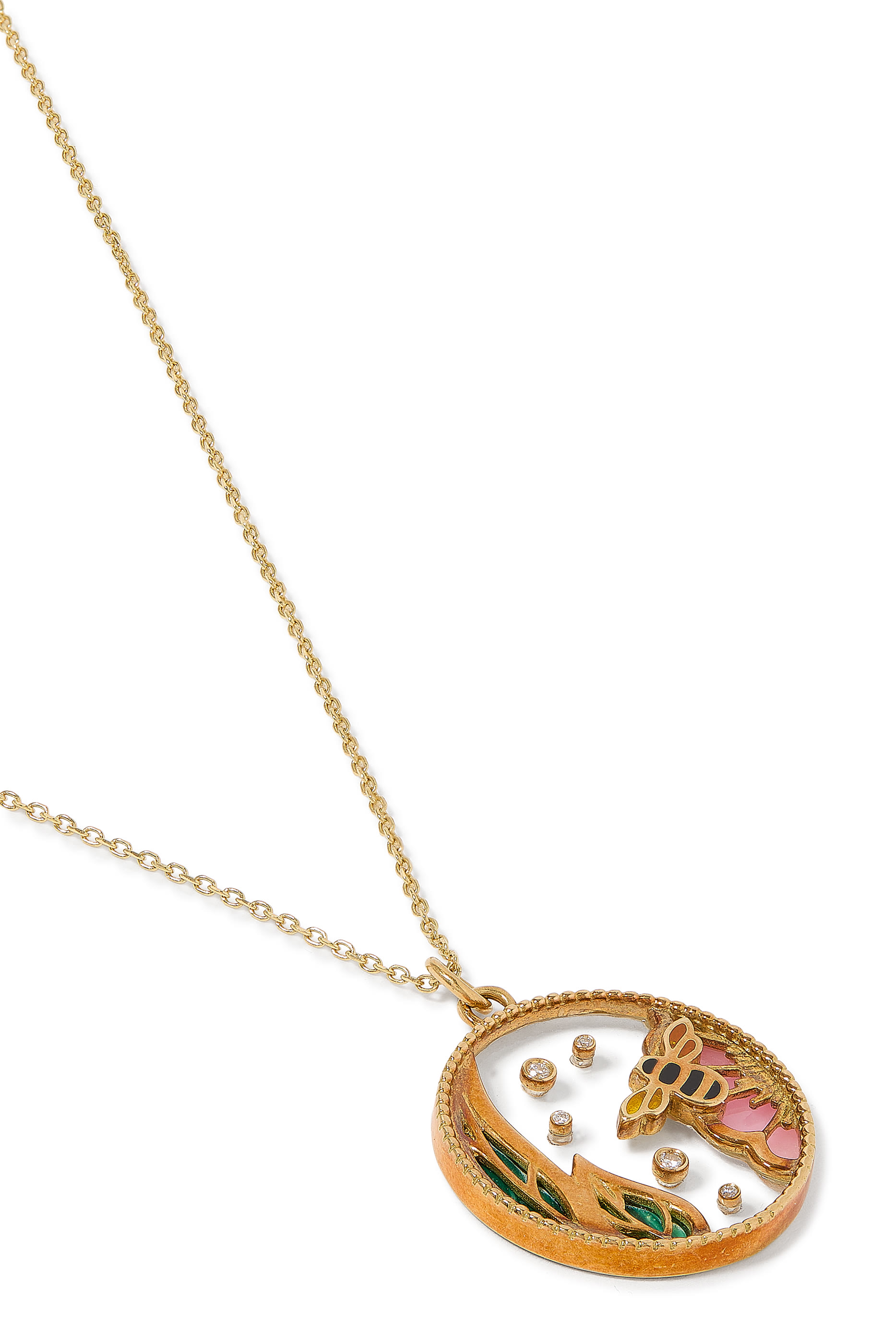 Love Spring Pendant Necklace, 18k Yellow Gold  Diamonds