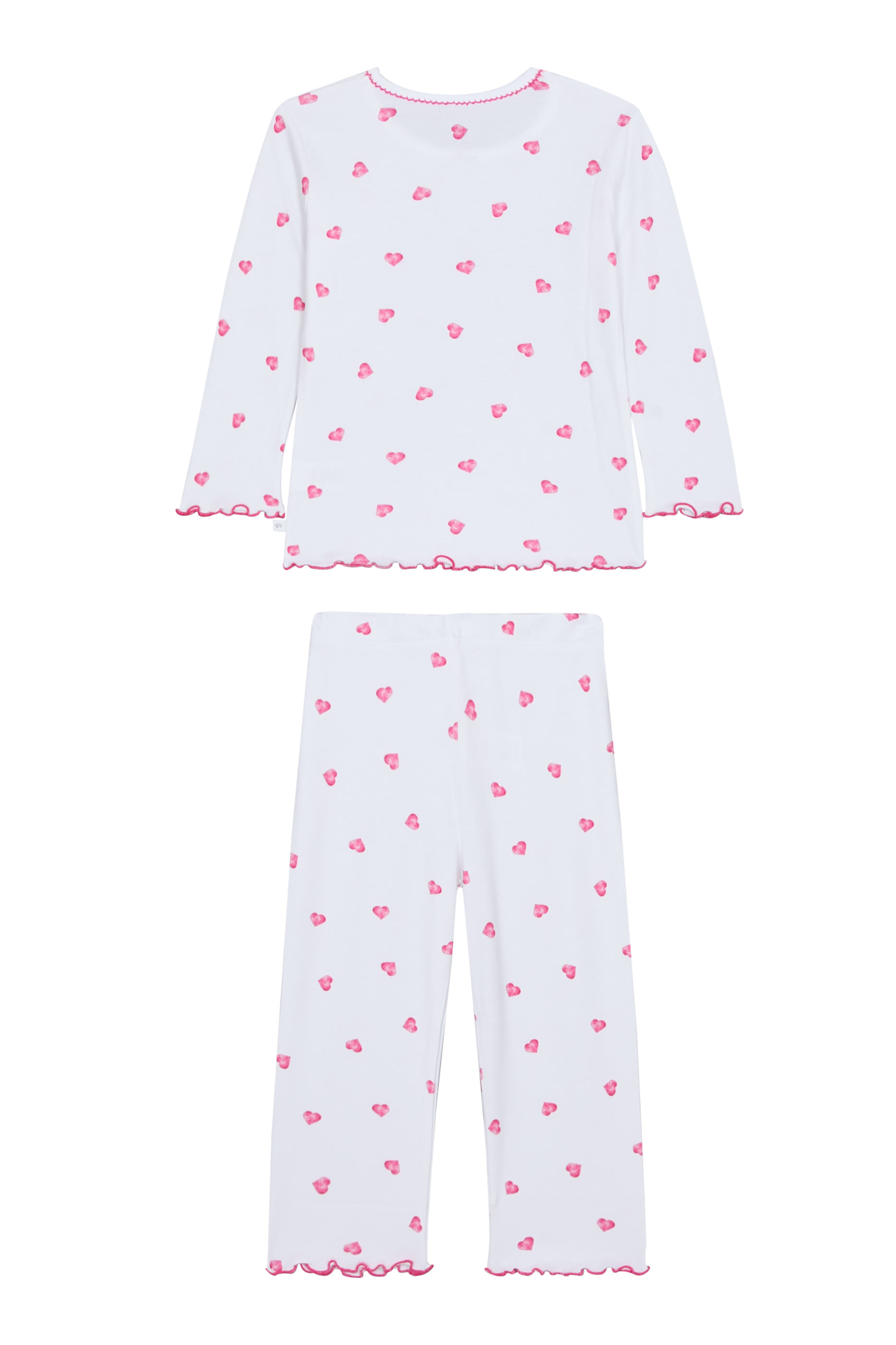 Kids  Pink Heart Print Pajamas with Frill