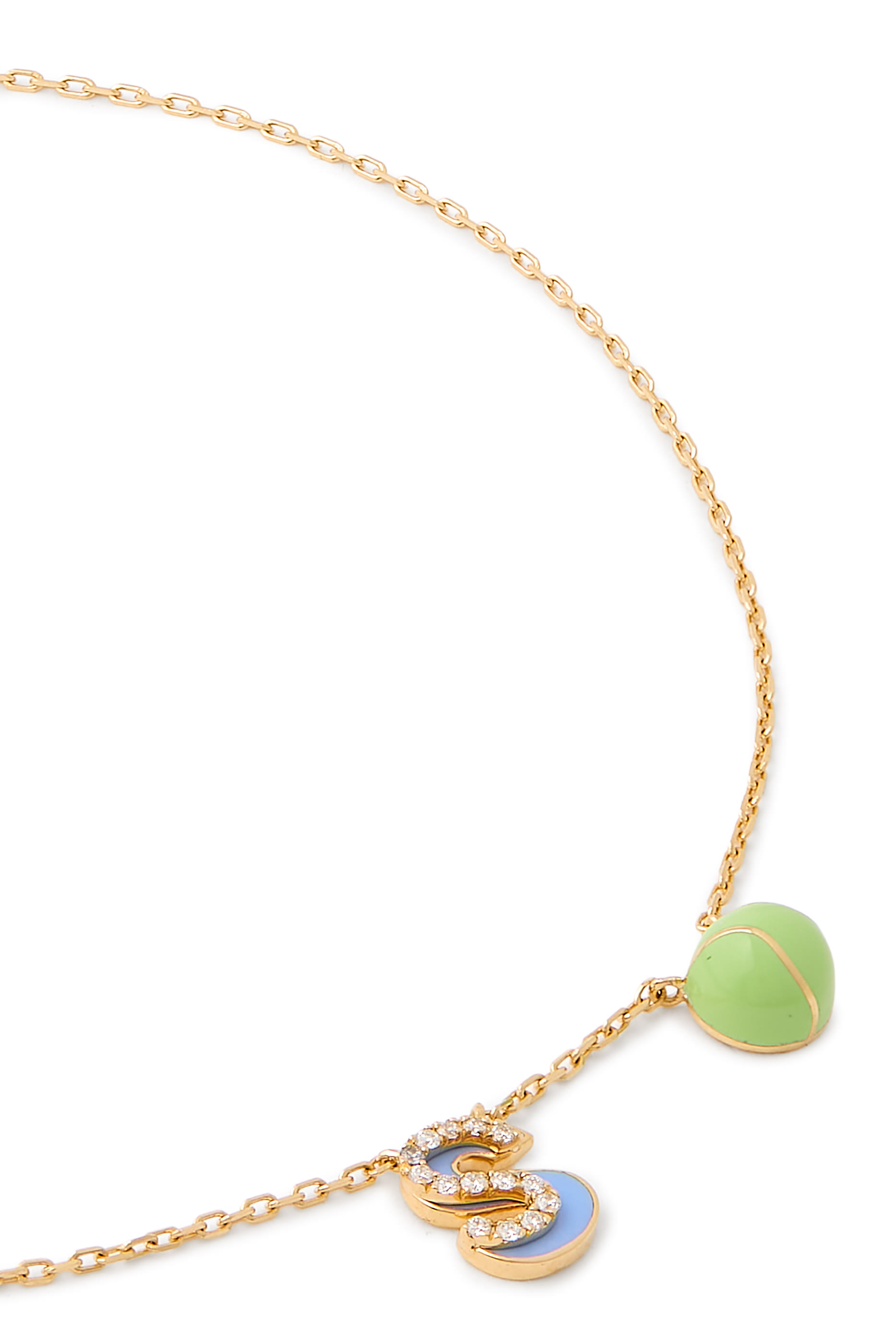 Letter &lsquo;S&rsquo; Tennis Anklet, 18k Yellow Gold  Enamel, Diamonds