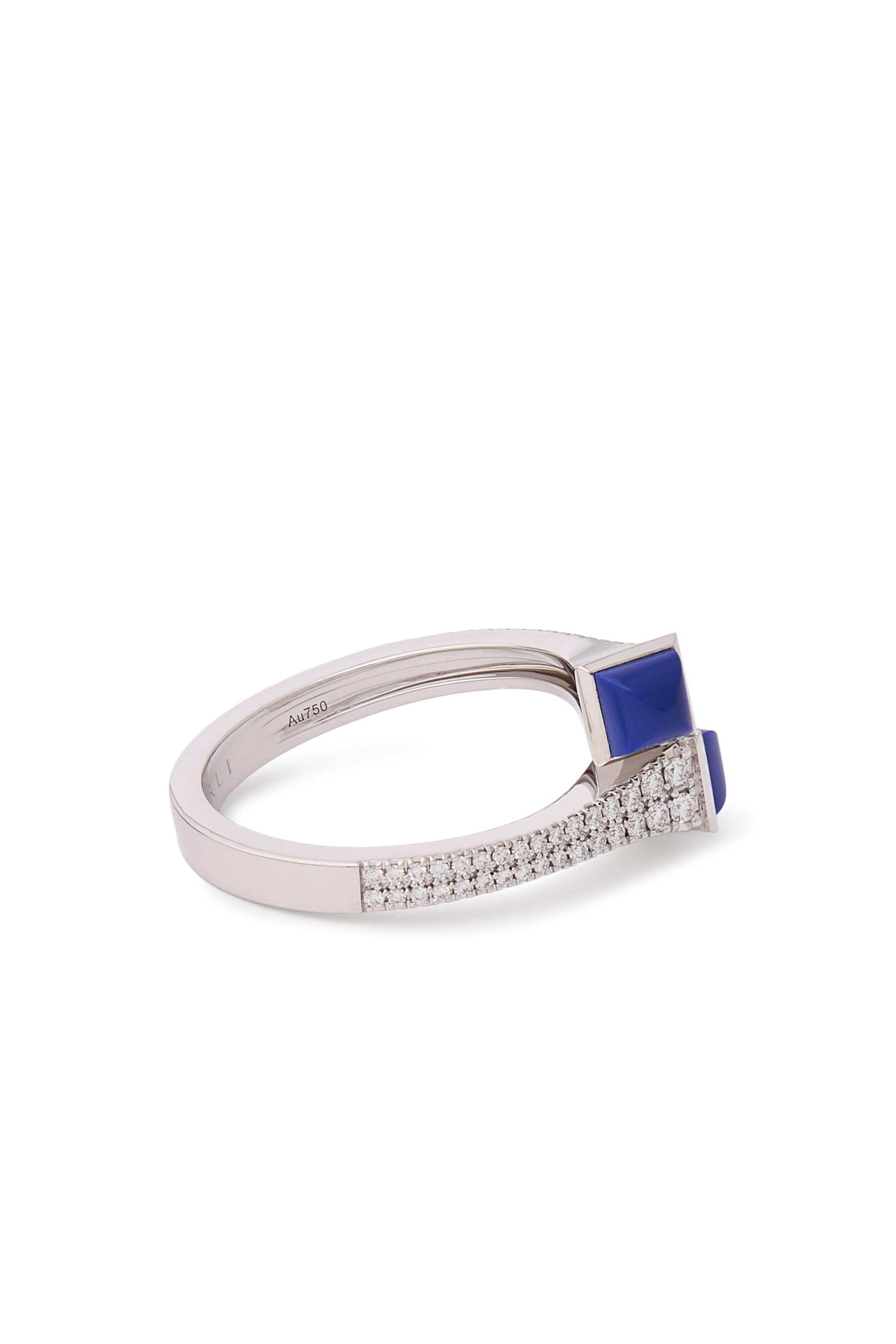 Cleo Slim Ring, 18k White Gold Lapis Lazuli  Diamonds
