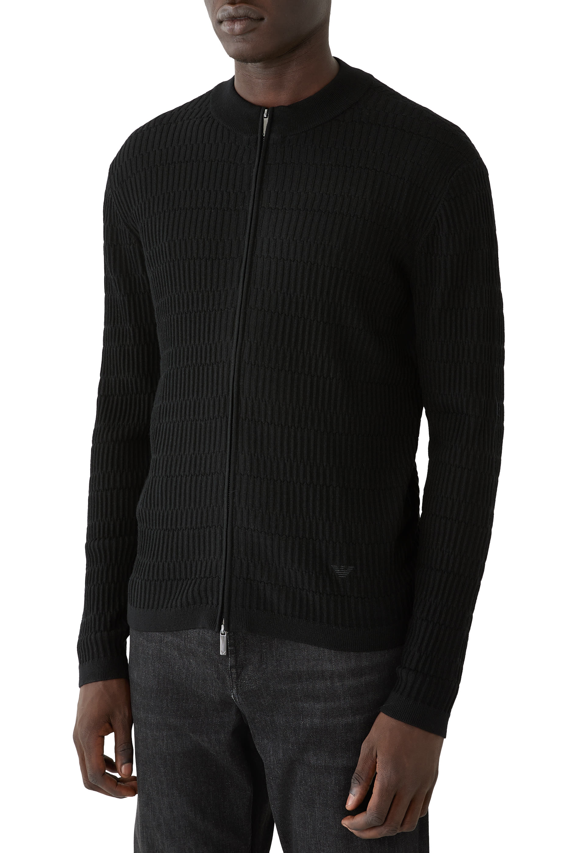 Virgin Wool Cardigan with a Regular Fit and Fancy Stitch 