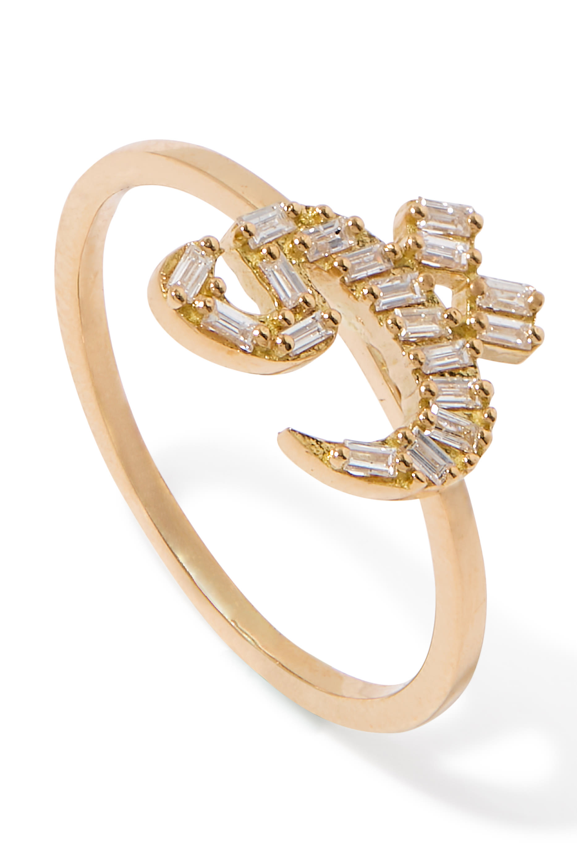 Oula XS Arabic Letter Yaa Ring, 18K Yellow Gold  Diamonds