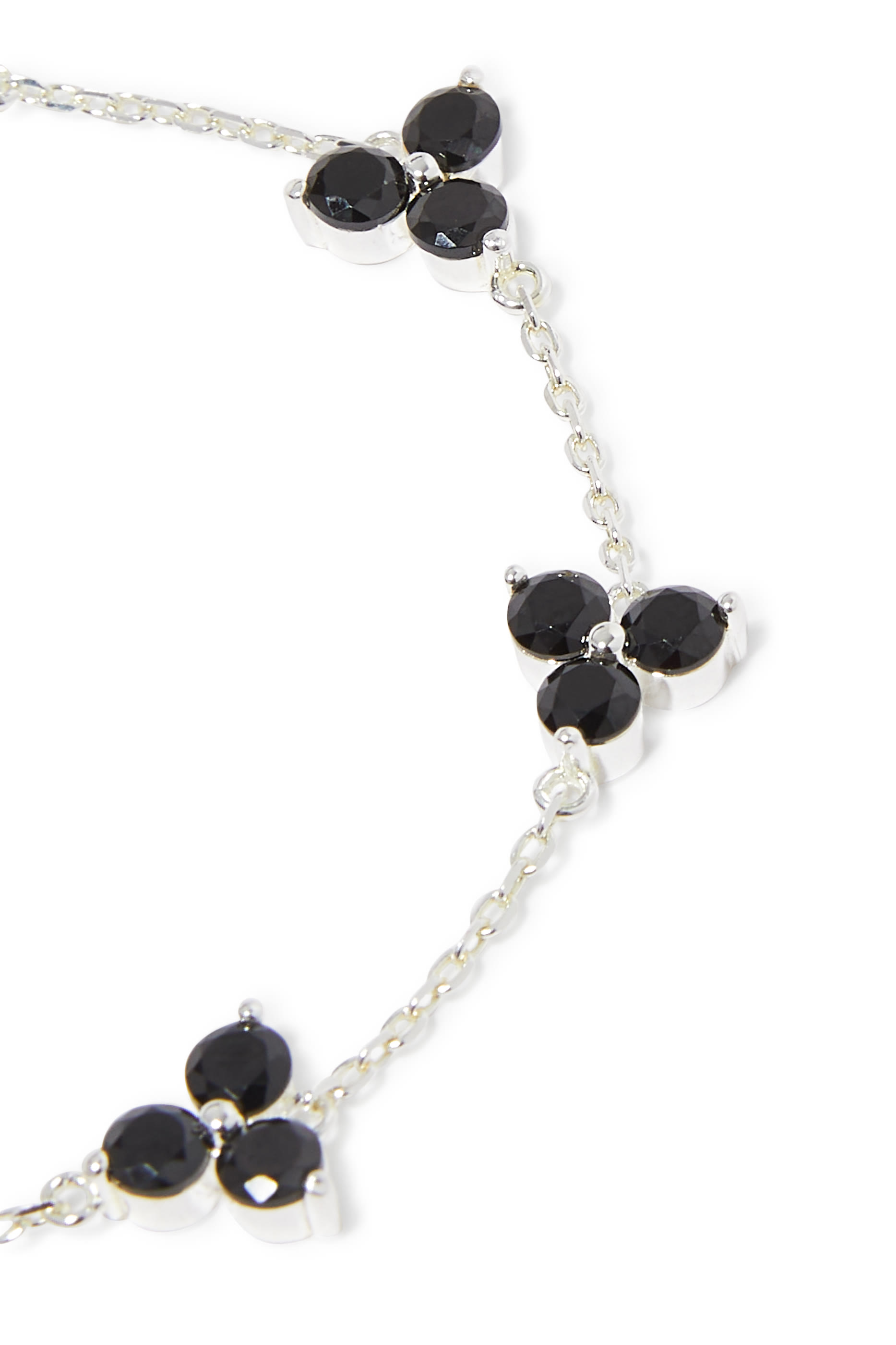 Como Link Bracelet, .925 Sterling Silver  Round cut 5A Onyx Cubic Zirconia