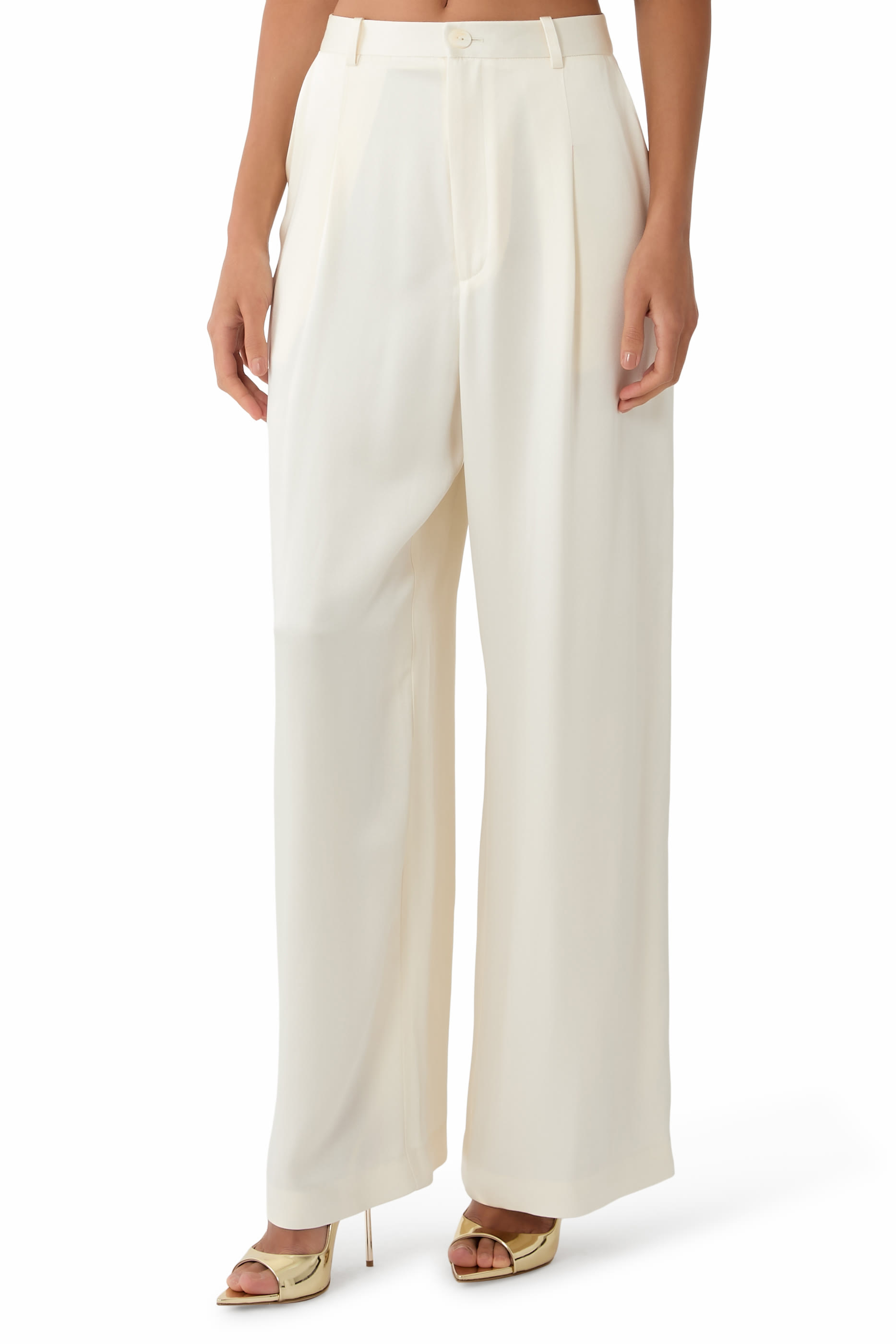 Satin Relaxed Pleated Pants 