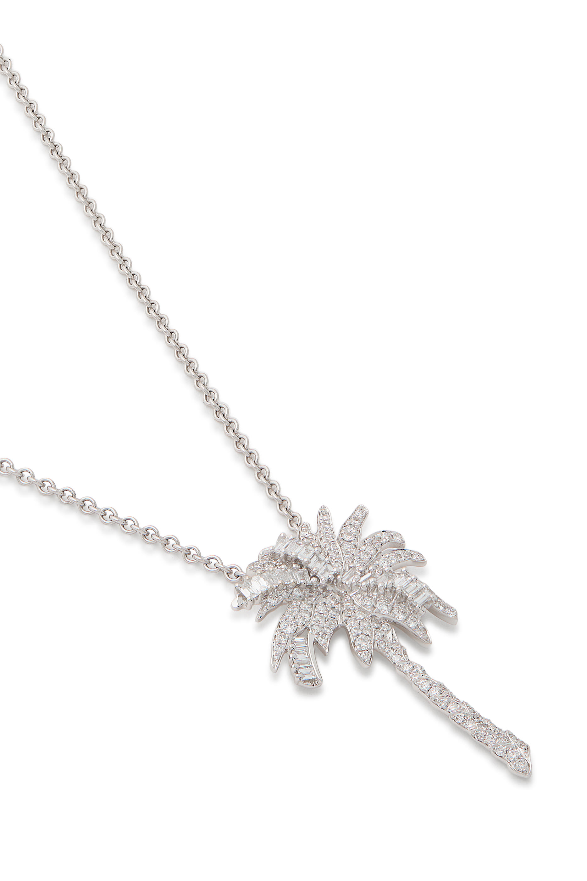 Palm Tree Pendant, 18k White Gold  Diamonds