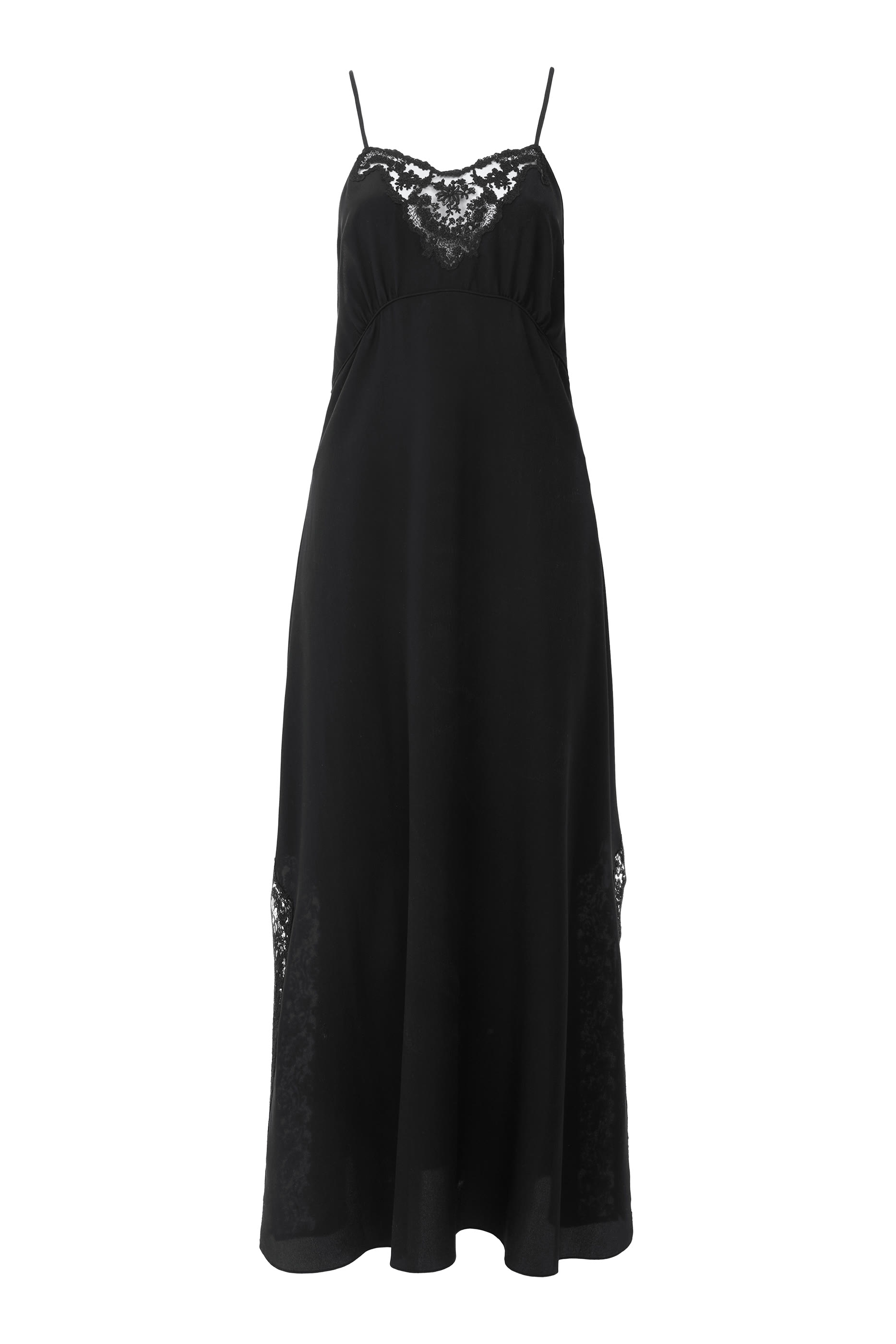 Long Lingerie Dress in Cr&ecirc;pe de Chine  Lace 