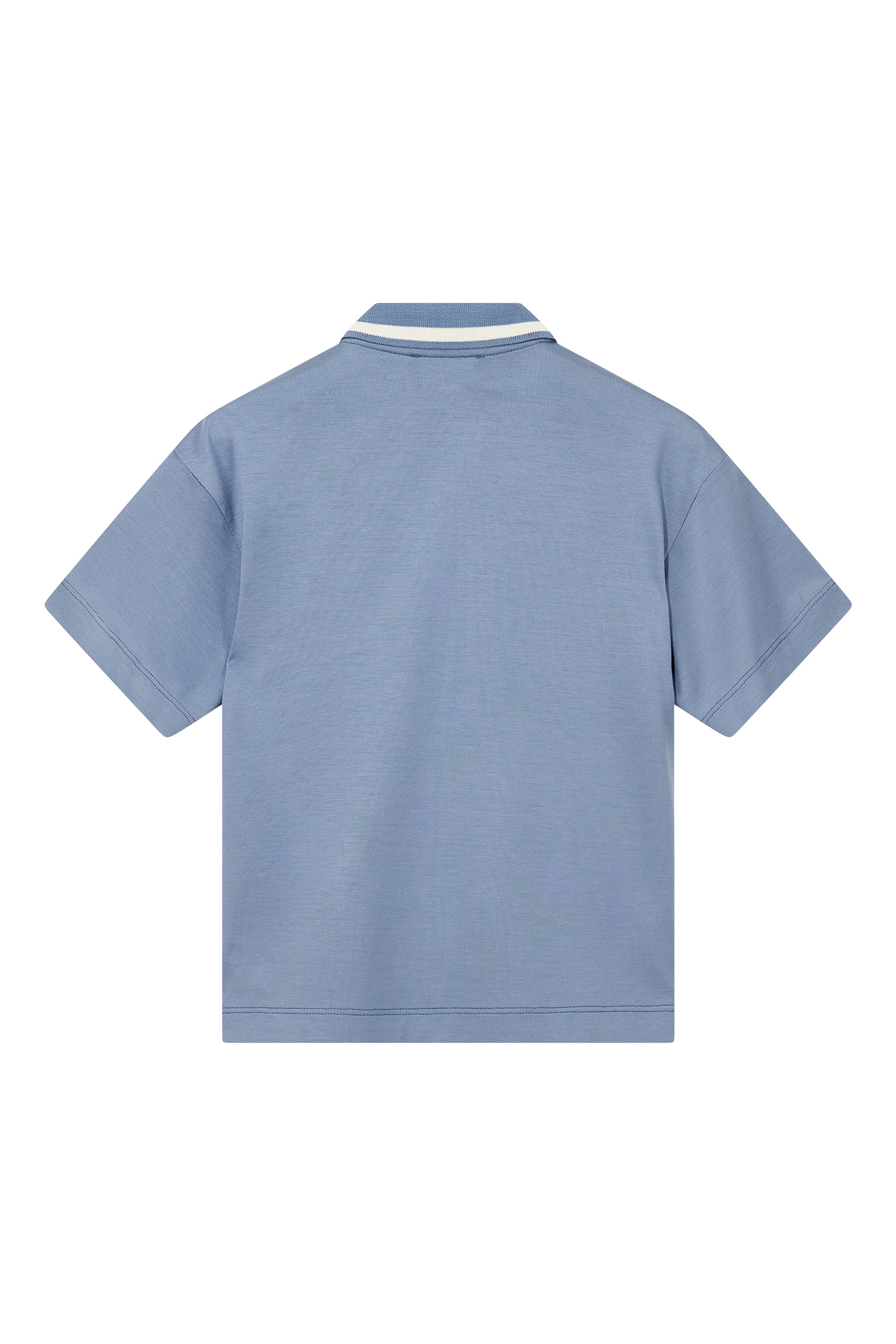 Kids Zip Closure and Striped Collar Polo Shirt