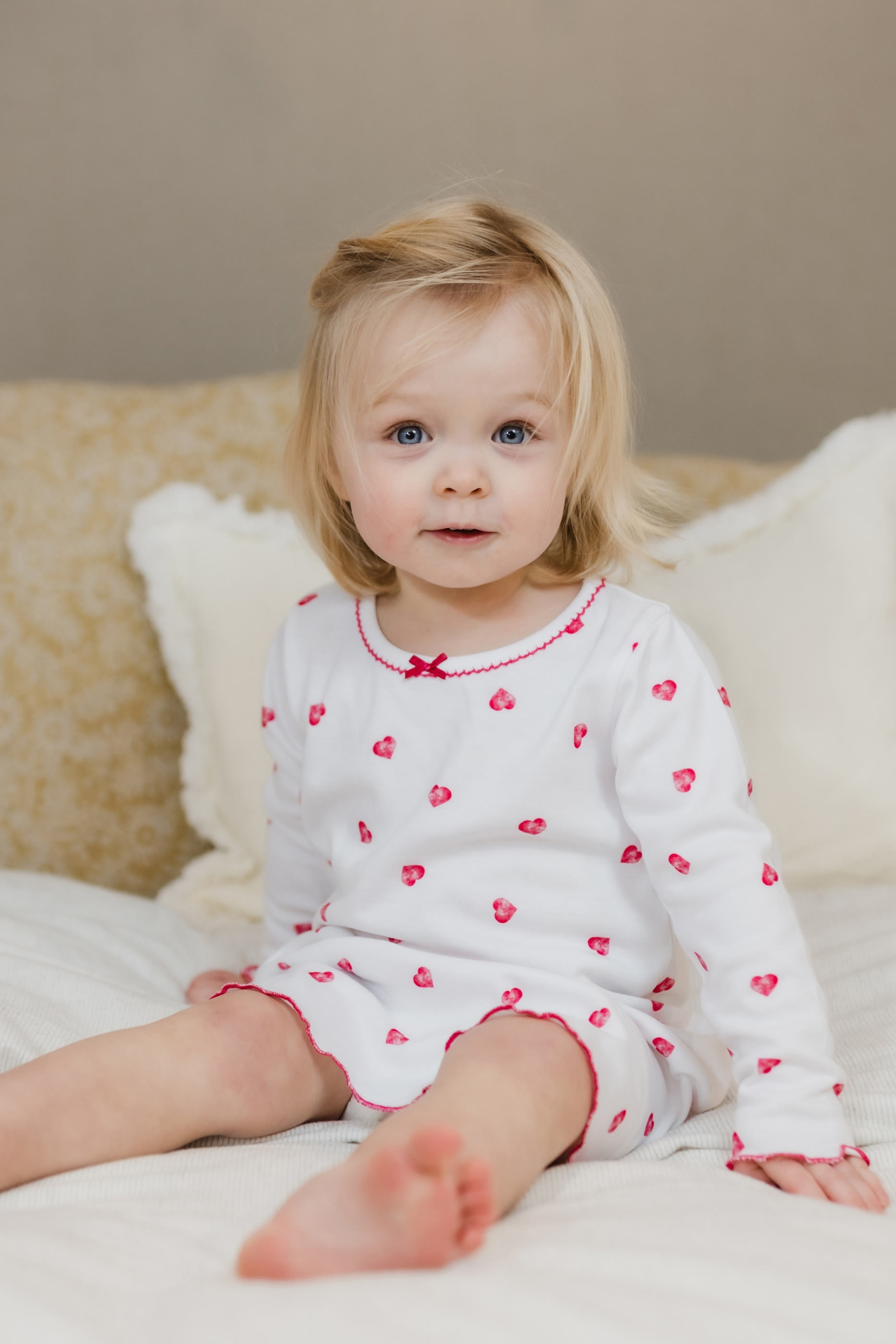 Kids  Pink Heart Print Long Sleeve Nightdress