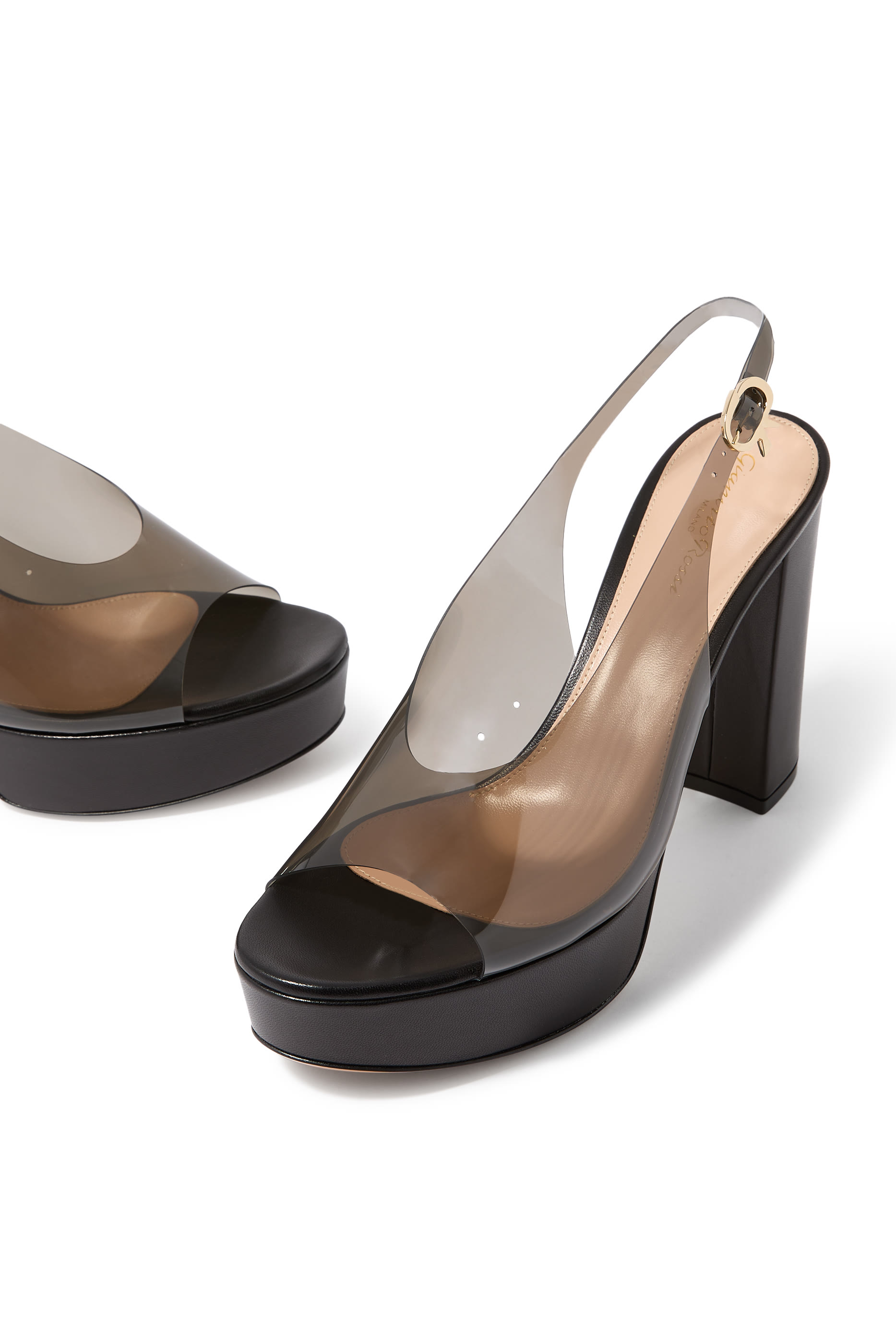 Mindy 70 Platform Sandals in Plexi and Leather