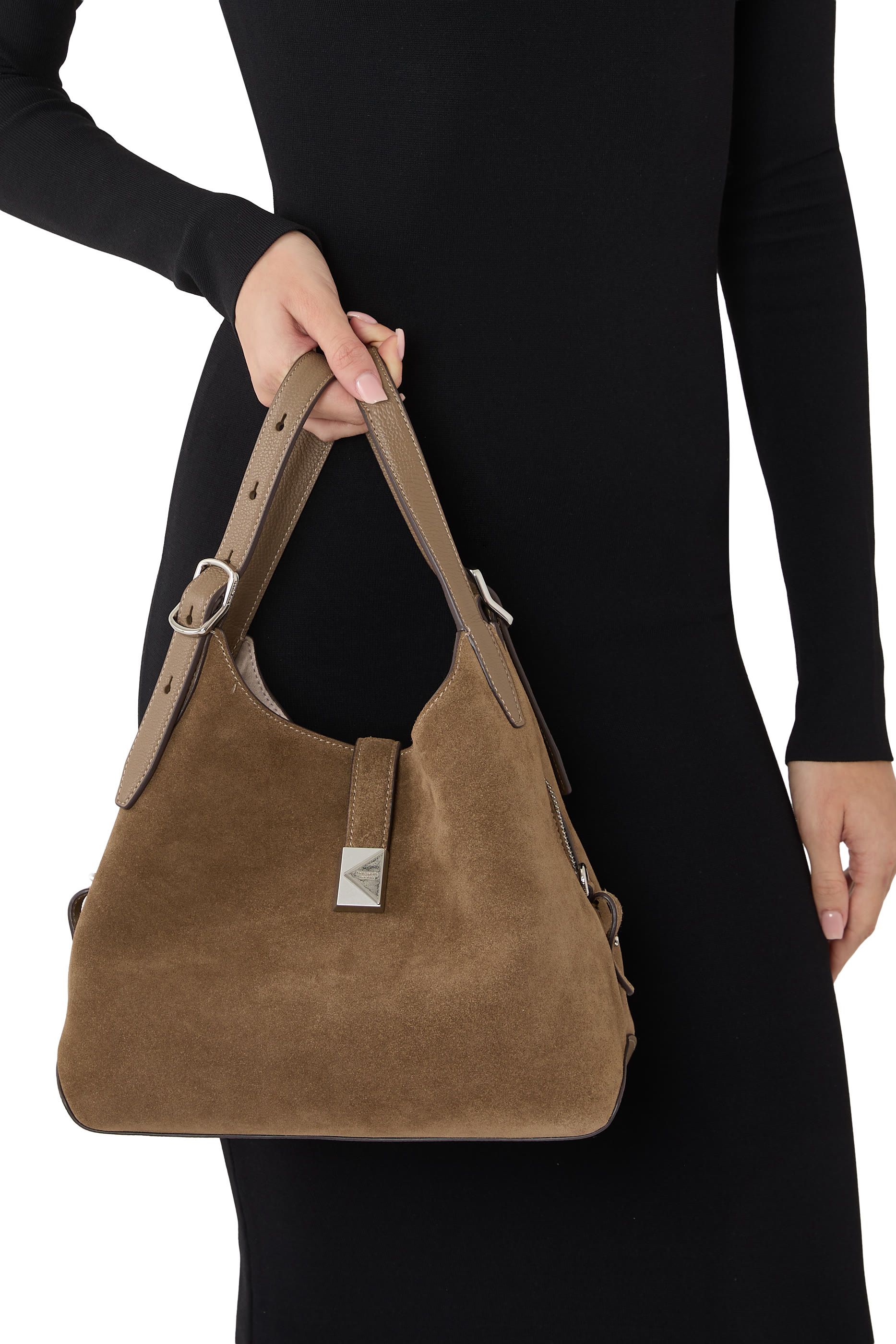 Deco Suede Crossbody Tote Bag