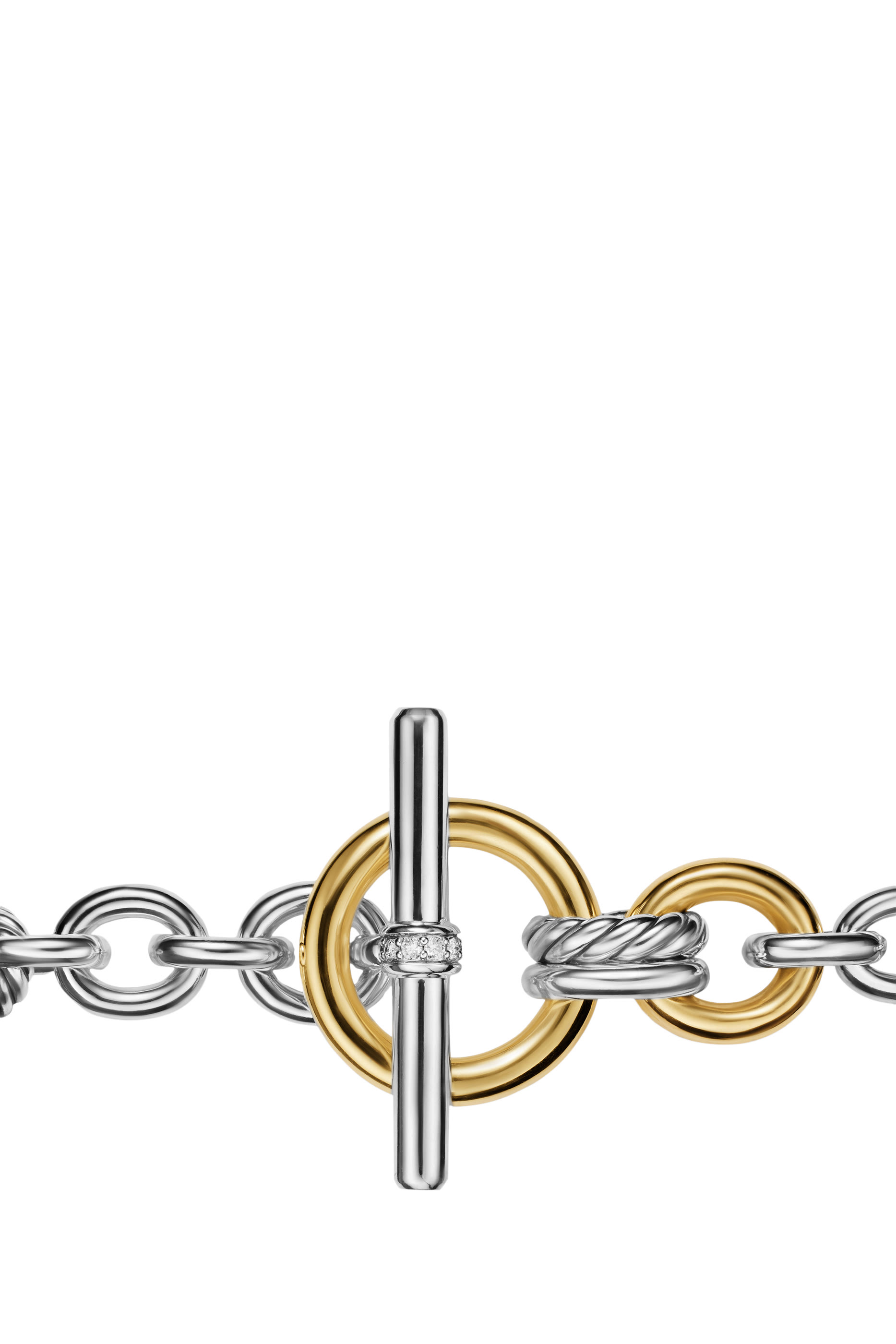 DY Mercer&reg; Toggle Chain Necklace, Sterling Silver with 18K Yellow Gold  Diamonds