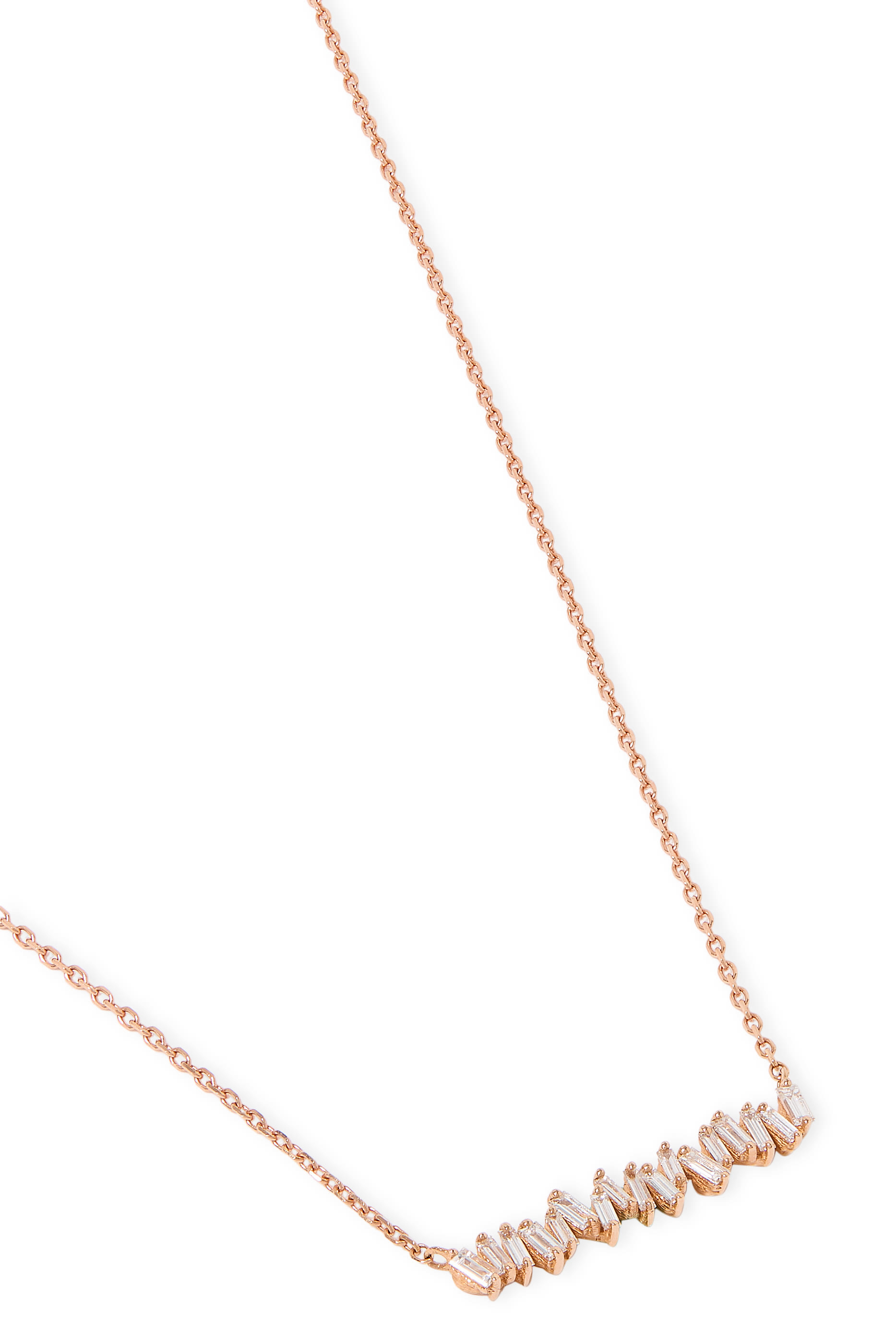 Classic Bar Pendant Necklace, 18k Rose Gold  Diamonds