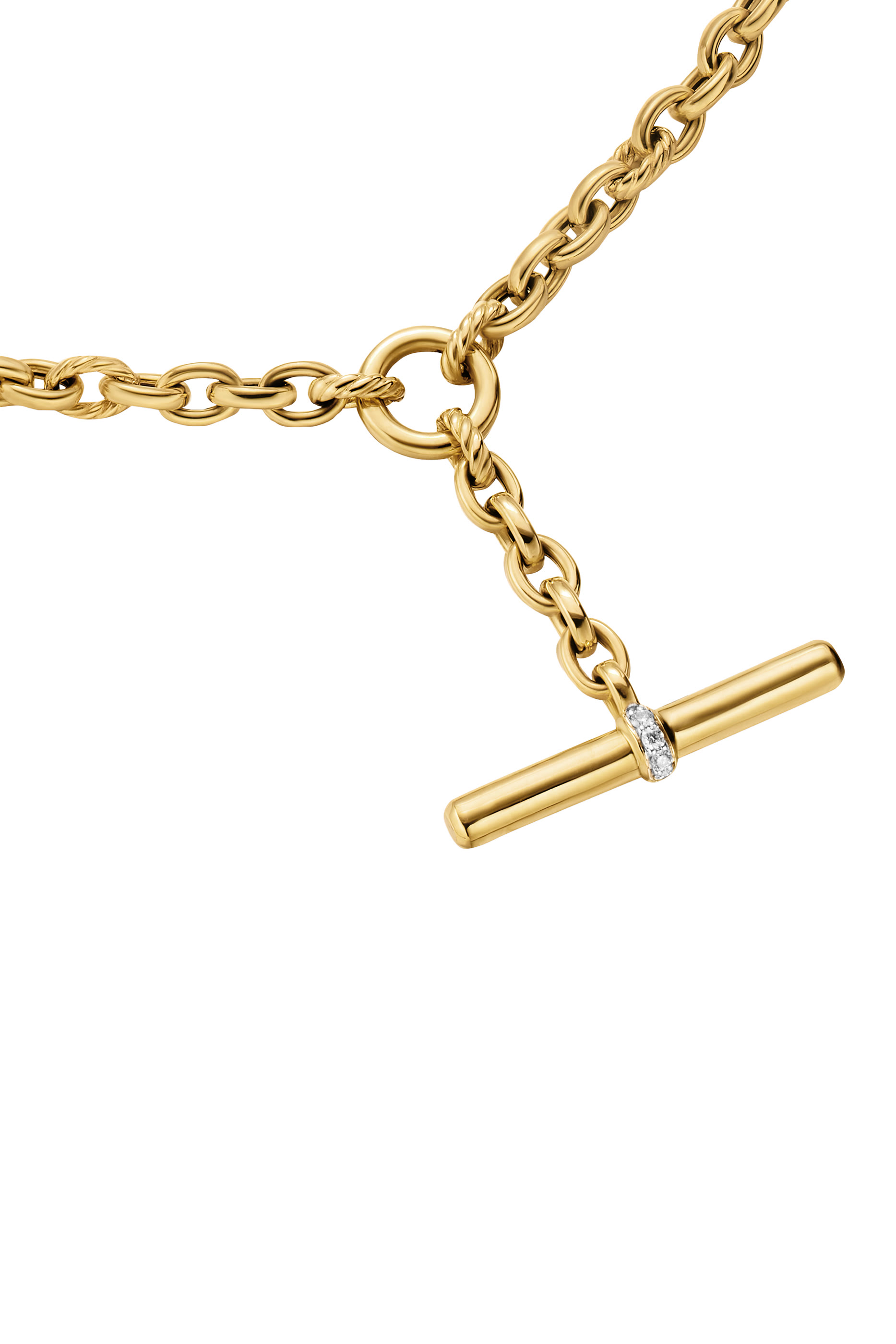 DY Mercer&reg; Petite Toggle Chain Necklace, 18K Yellow Gold  Diamonds
