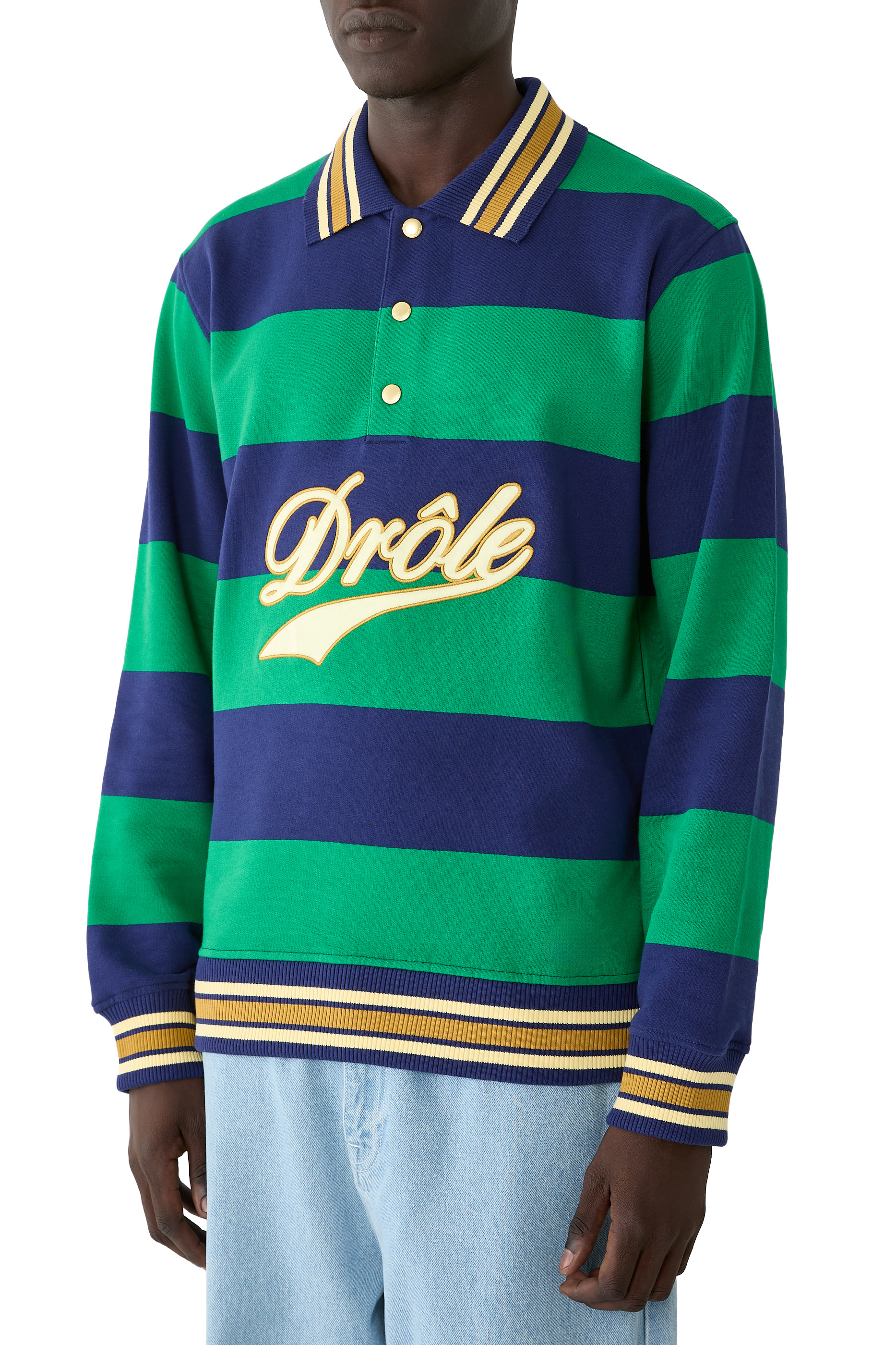 Dr&ocirc;le Embroidered Stripes Polo Shirt 