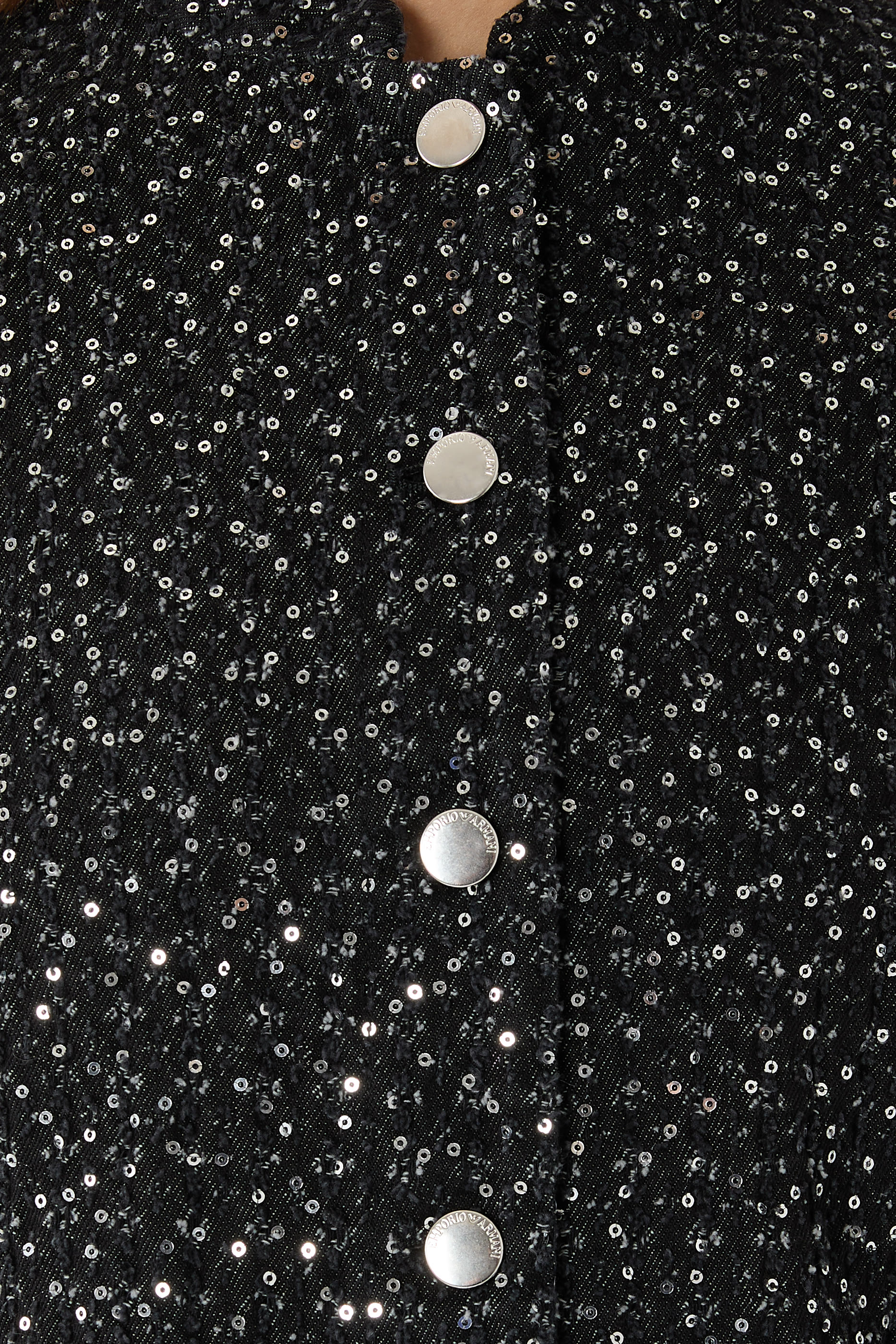 Embroidered Paillettes and Front Buttons Blazer