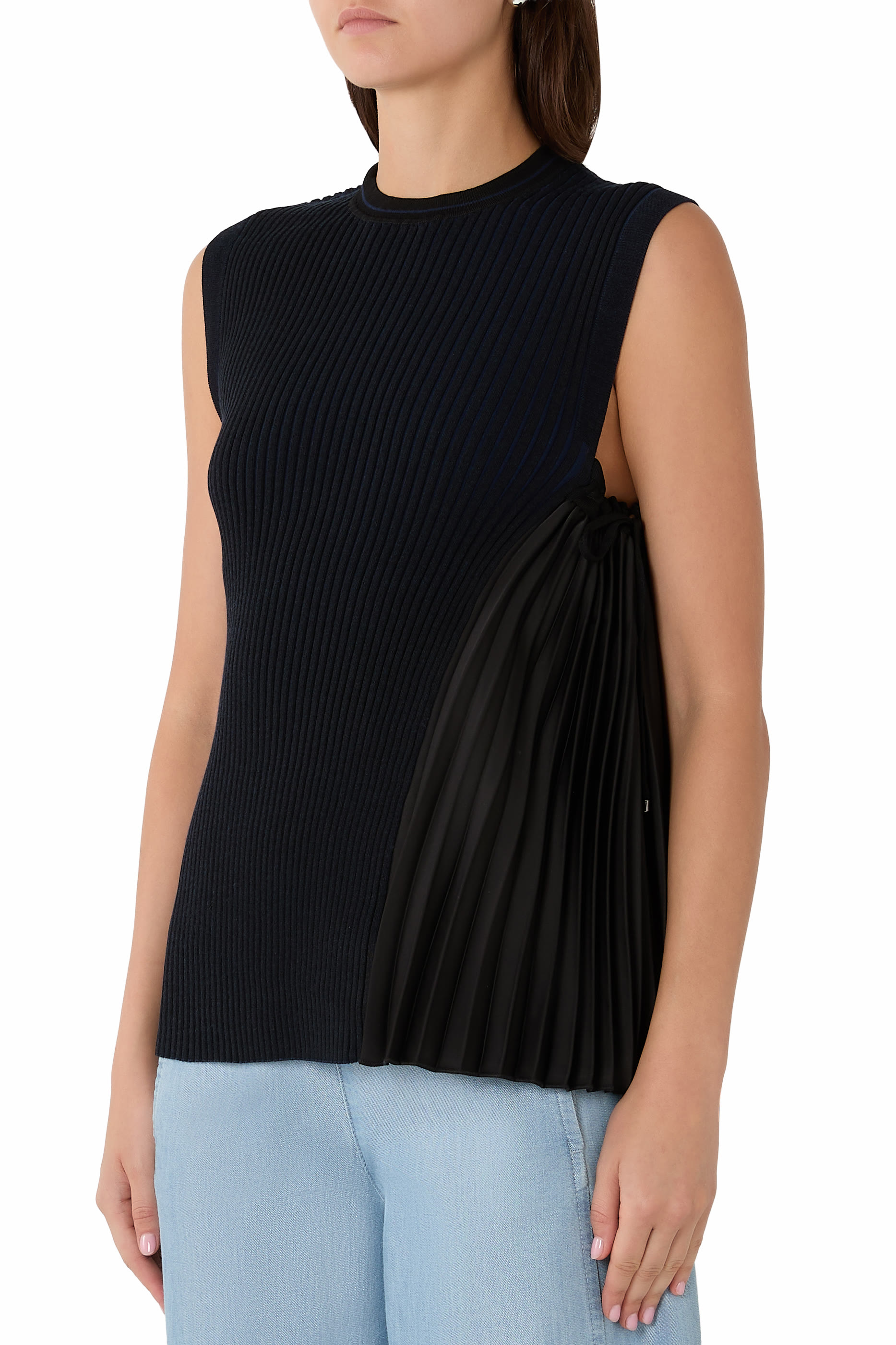 Asymmetrical Pleated Knit Top