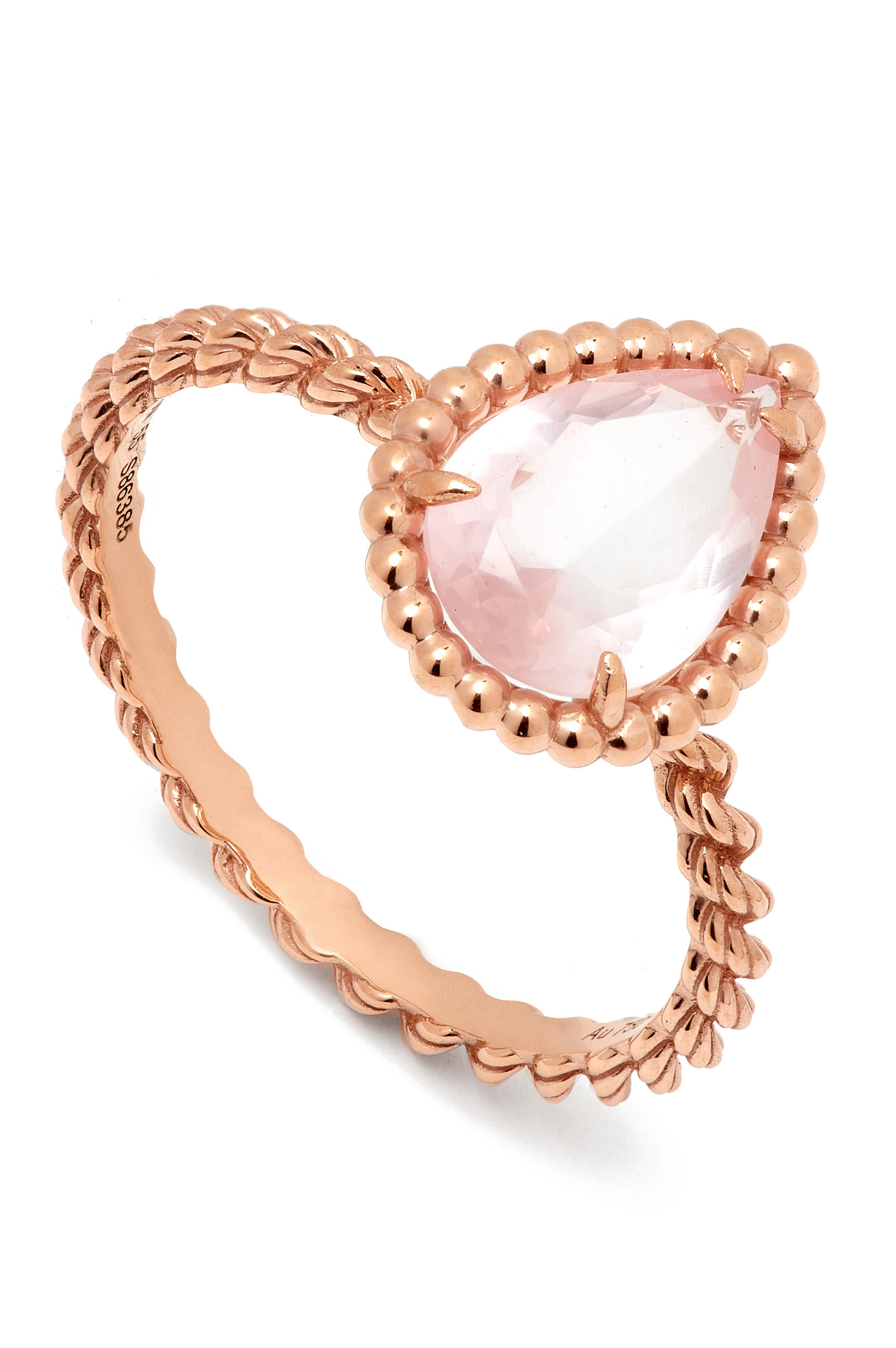 Serpent Boheme Small Motif Ring, 18k Rose Gold  Pink Quartz