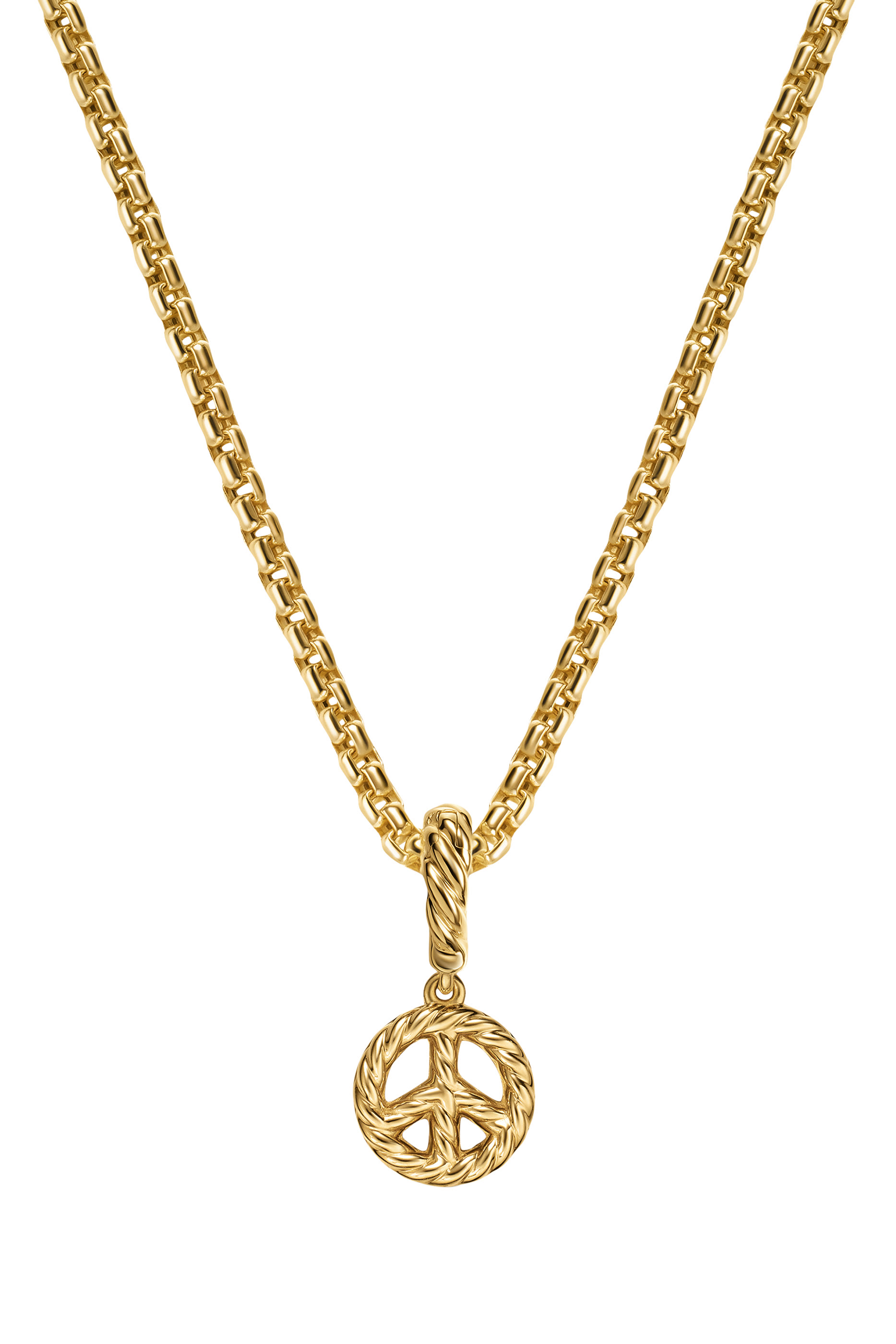 Micro Pav&eacute; Peace Sign Amulet, 18K Yellow Gold  Diamonds