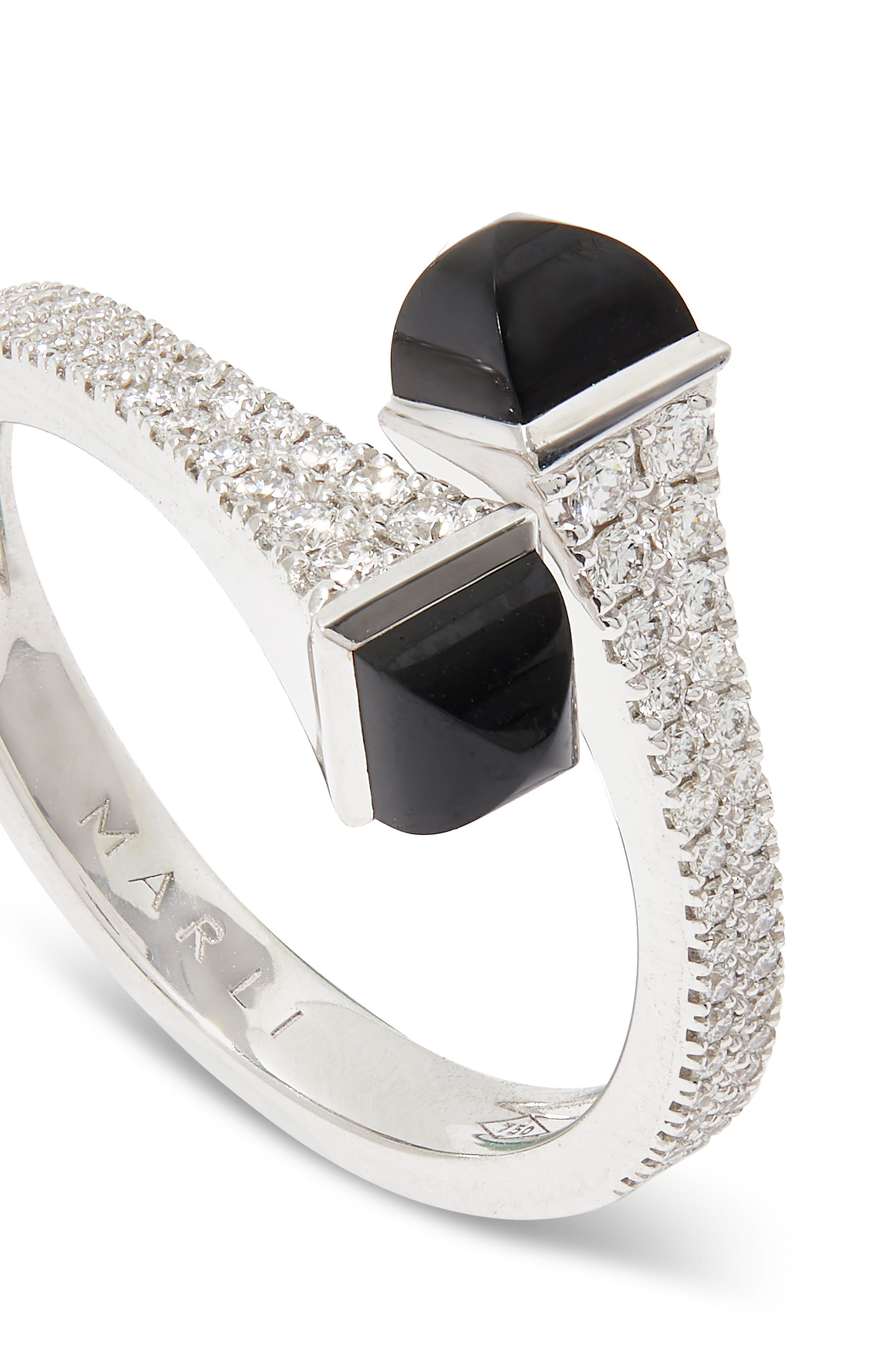 Cleo Slim Ring, 18k White Gold, Black Onyx  Diamonds
