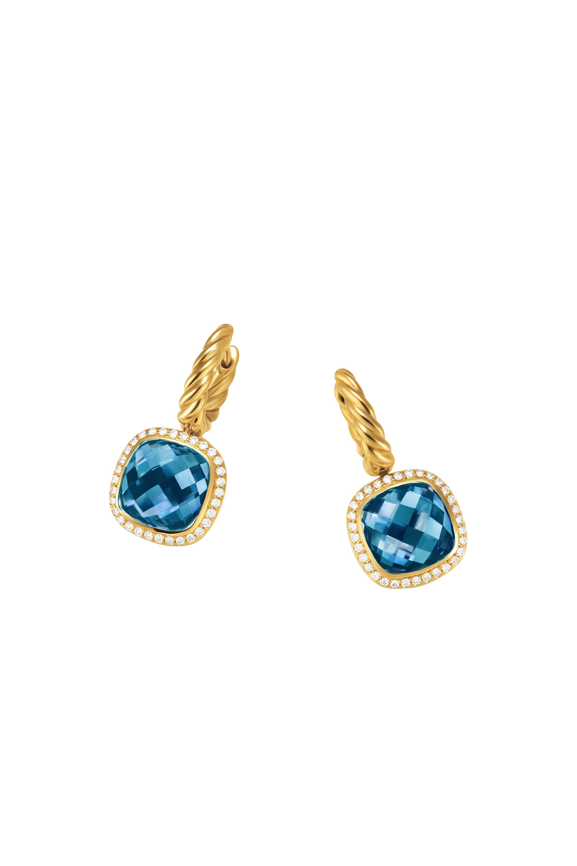 Albion&reg; Drop Earrings, 18K Yellow Gold with Blue Topaz  Diamonds