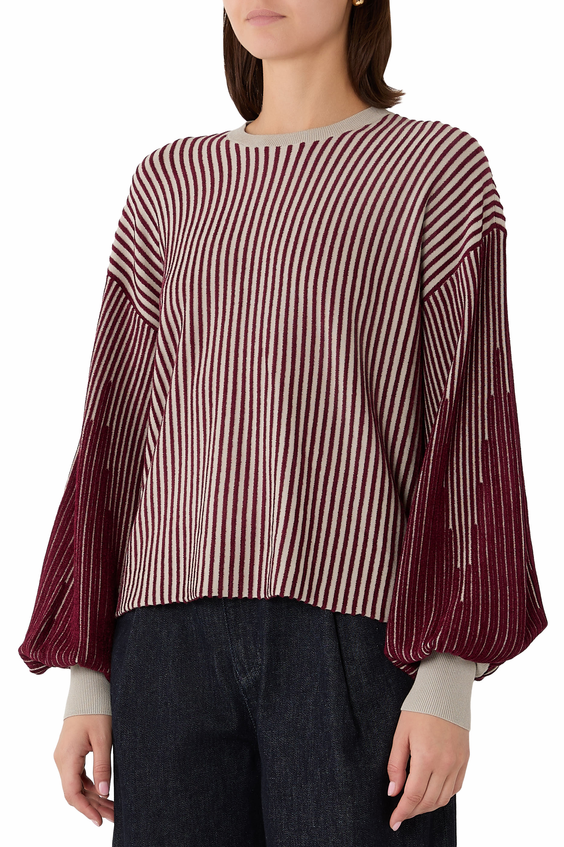 Balloon Sleeves Viscose Pullover 