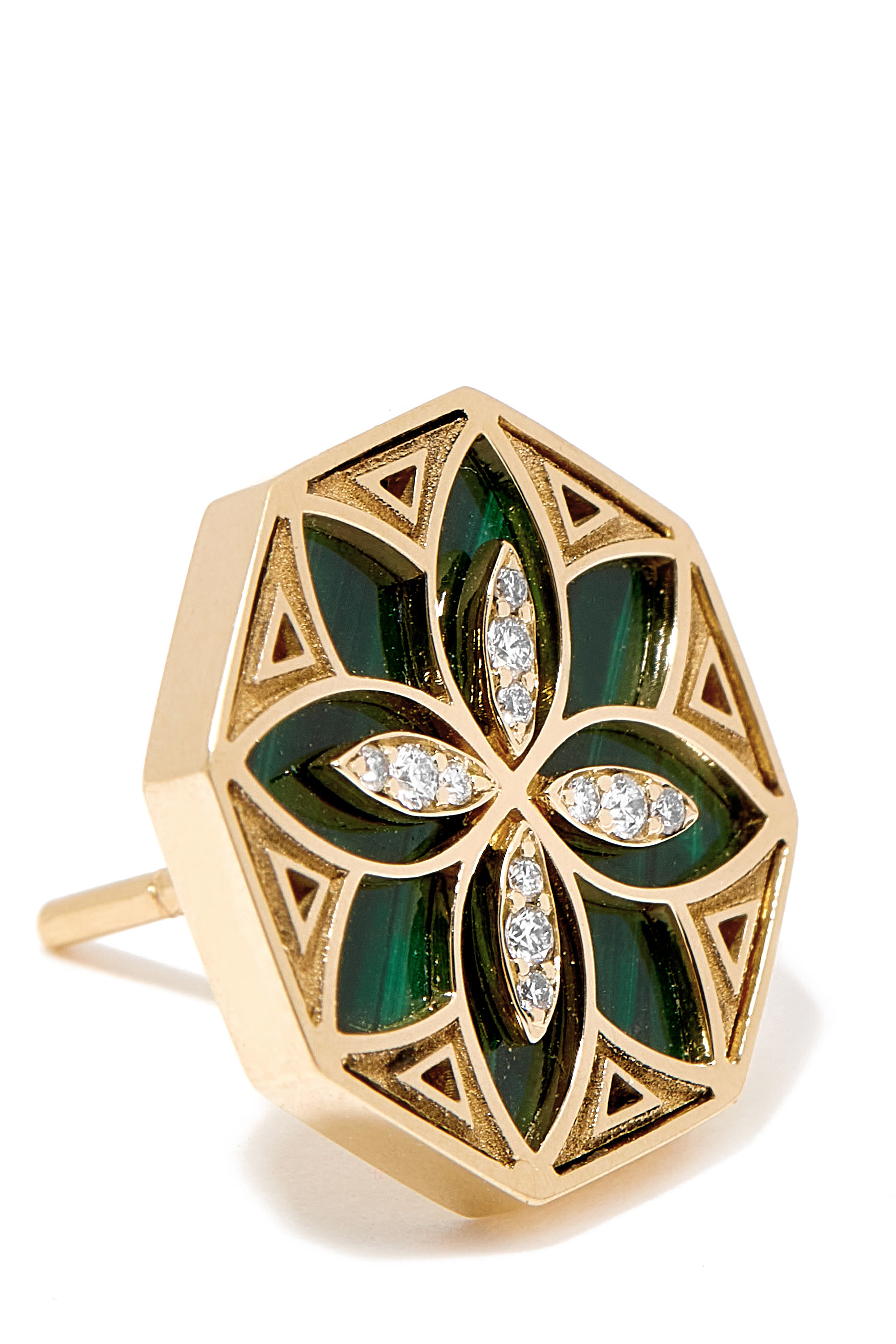  Ward Turath Flower Earrings, 18K Yellow Gold  Diamonds