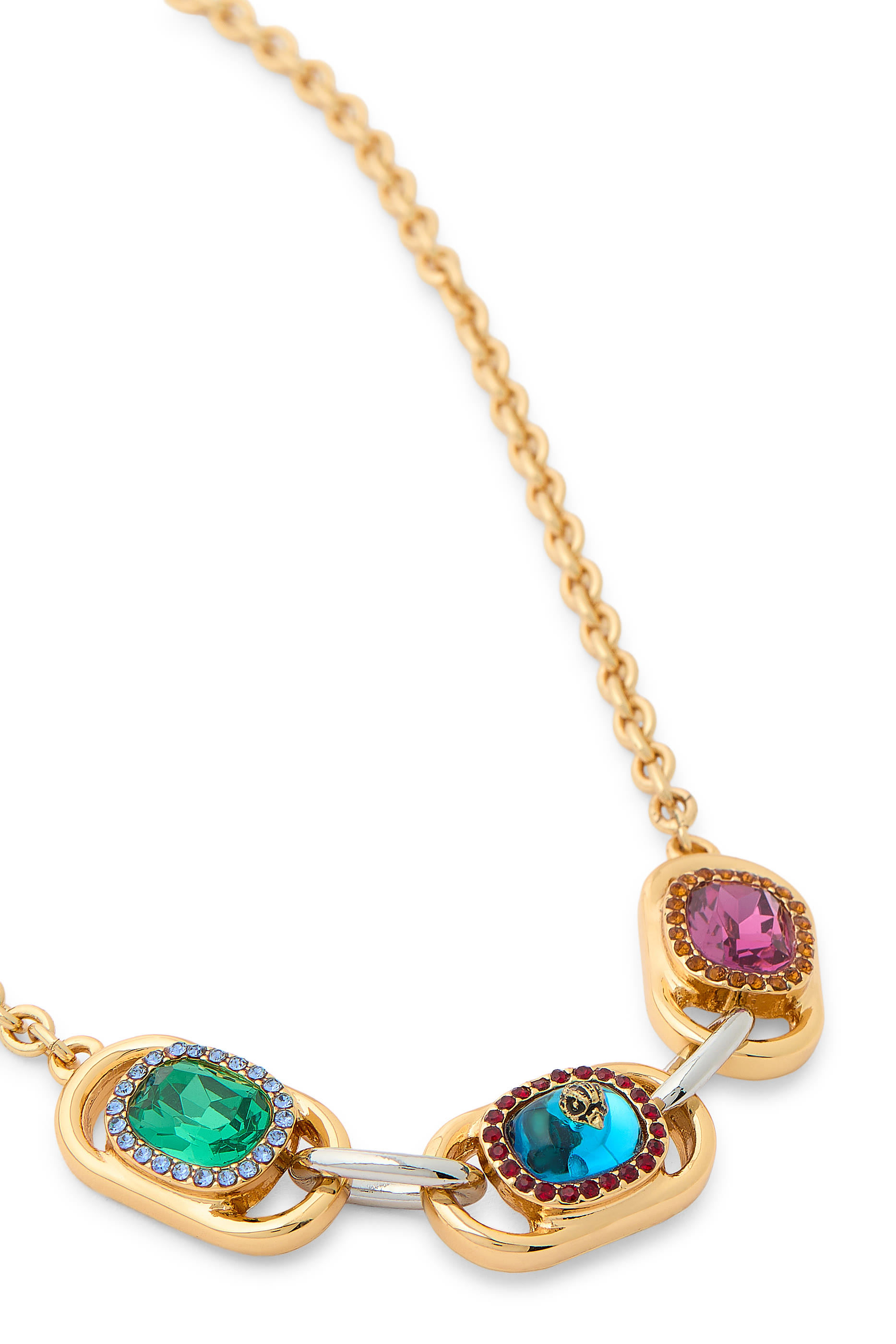 Sloane Necklace, Brass  Gem Charms