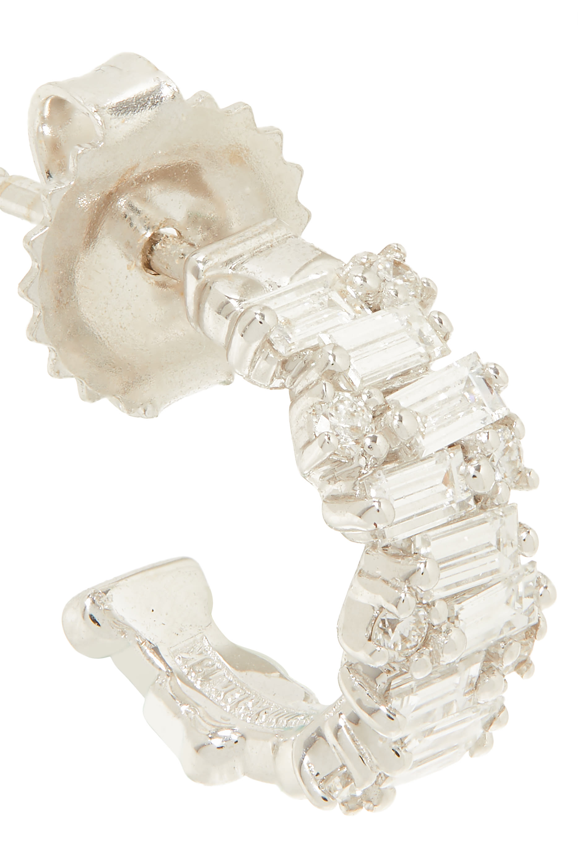Fireworks Baguette Hoop Earrings, 18k White Gold  Diamonds