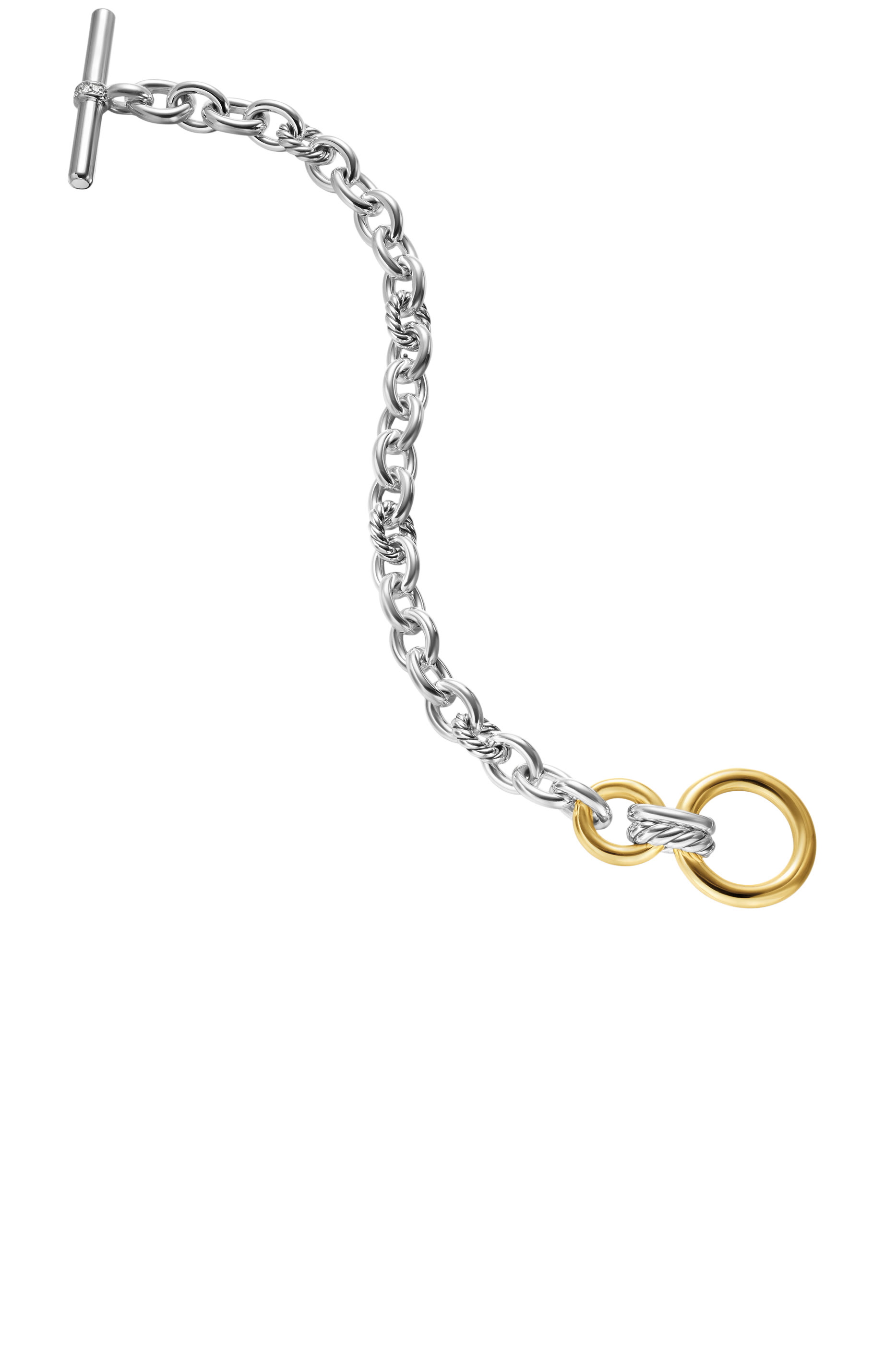 DY Mercer&reg; Toggle Chain Bracelet,  Sterling Silver with 18K Yellow Gold  Diamonds