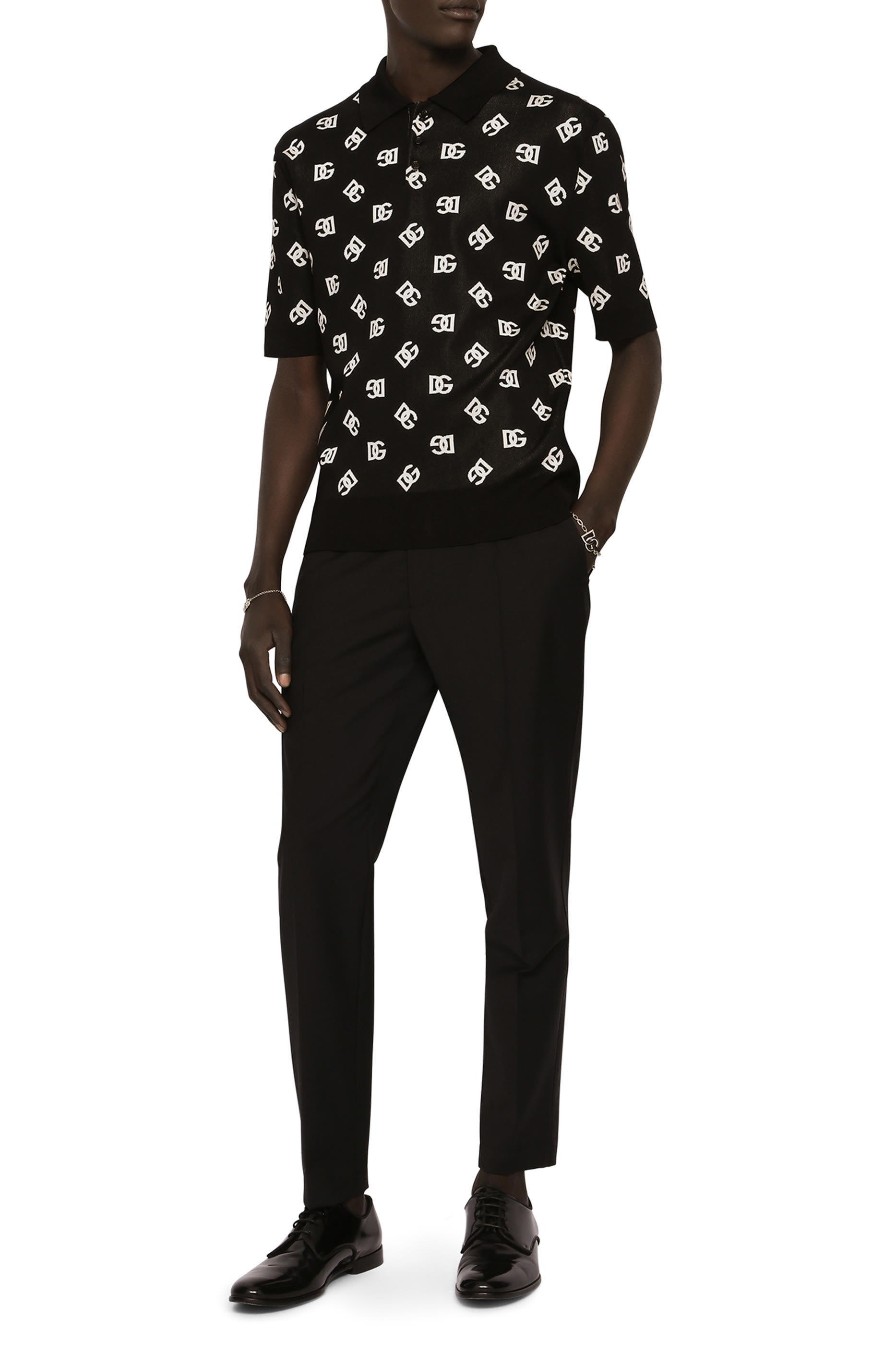 Stretch Cotton Pants with DG Embroidery
