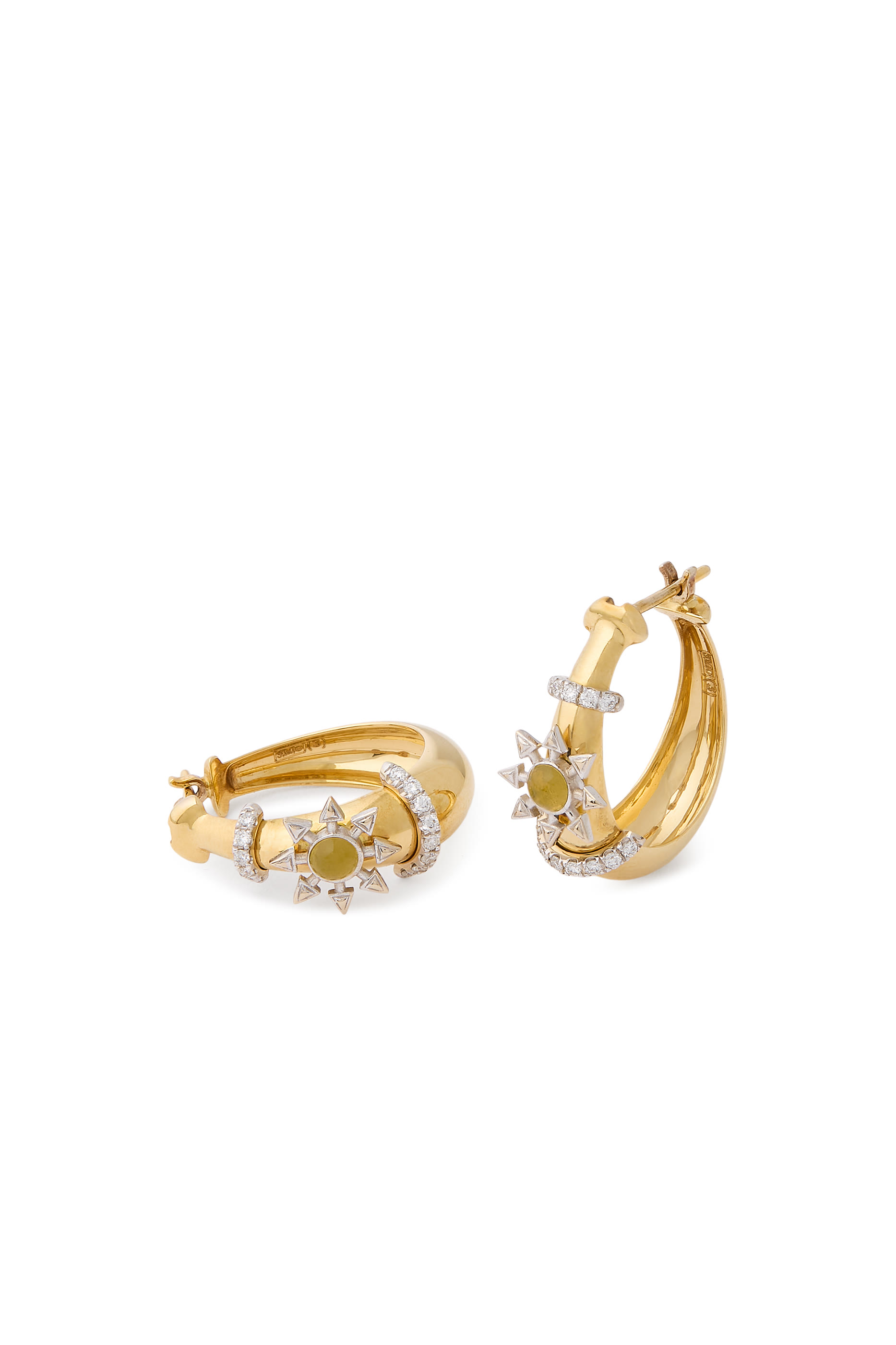 Buoy Star Seed Earrings, 18K Yellow Gold  Gemstones