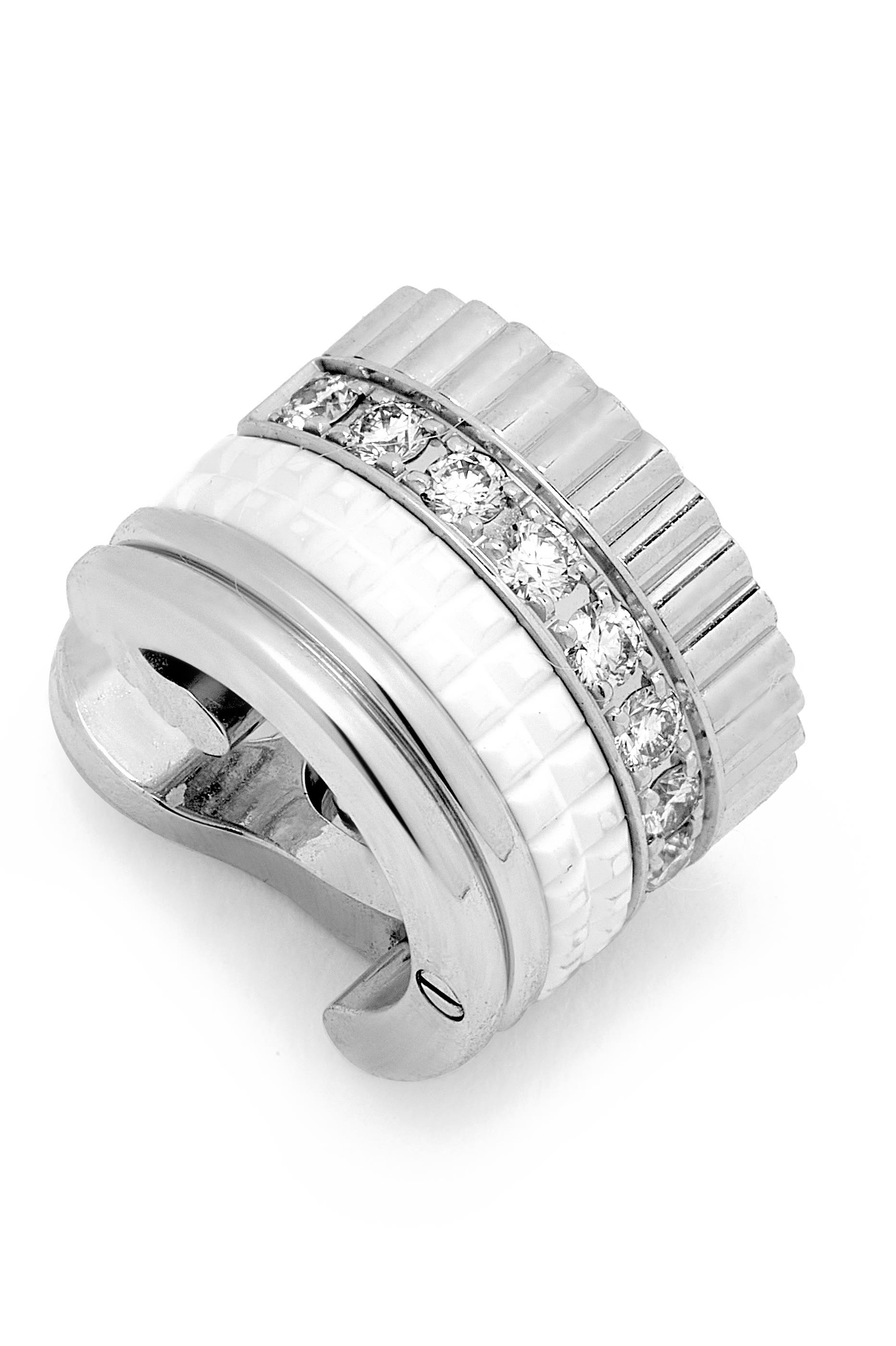 Quatre Double White Edition Single Clip Earring, 18k White Gold  Diamonds
