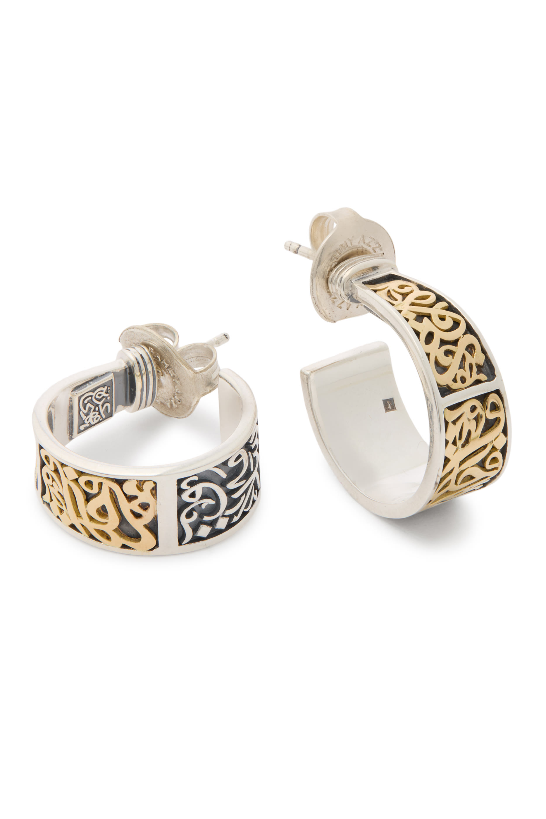 Blessings Happiness Safety Hoop Earrings, 18k Yellow Gold  Stainless Steel