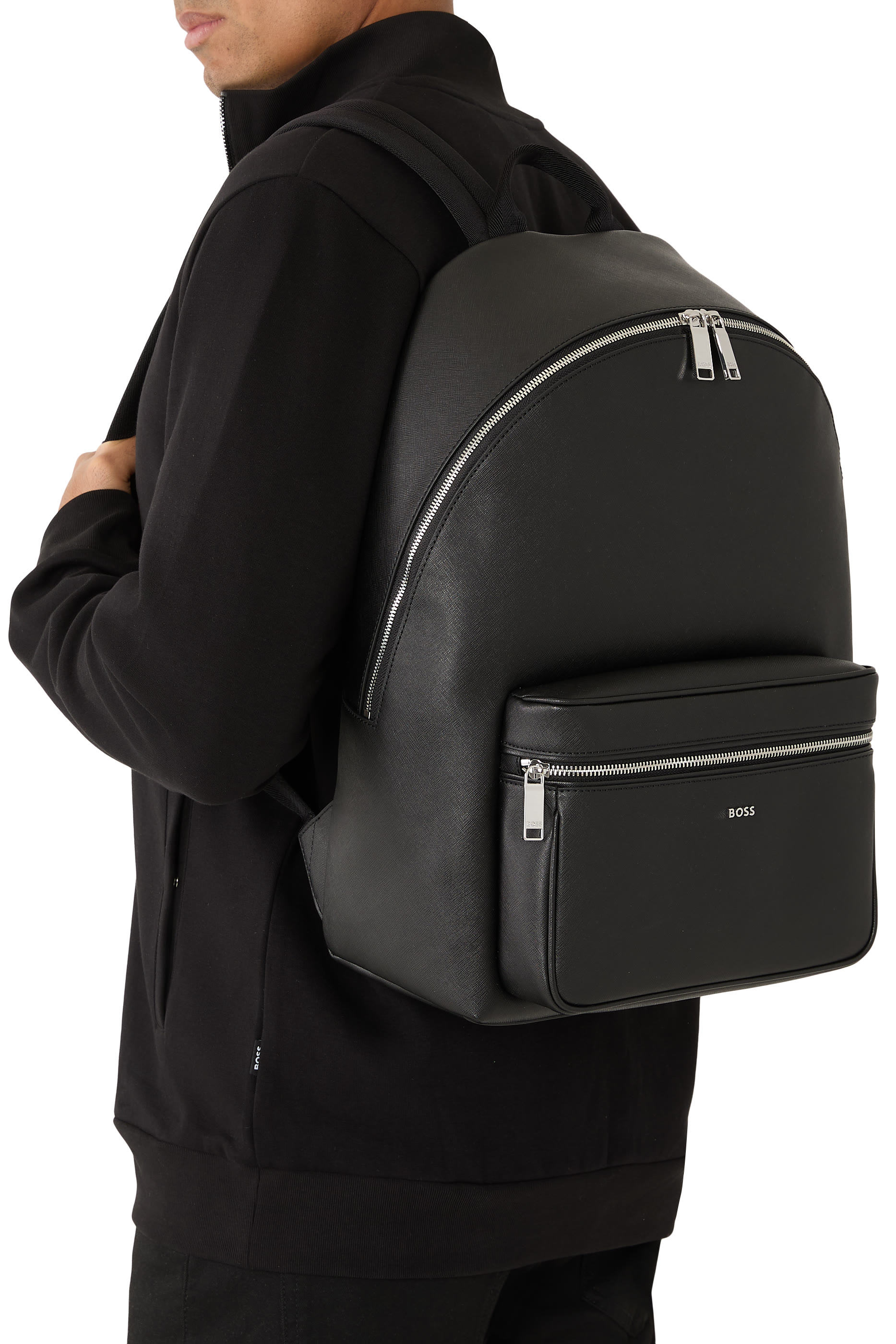 Polished Logo Lettering Structured Backpack