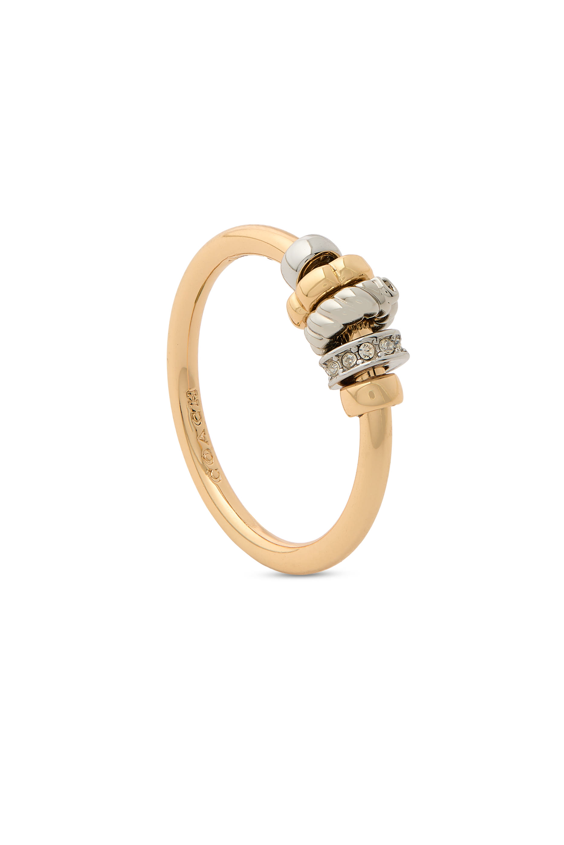 Signature Rondelle Charm Band Ring, Brass  Glass Crystal