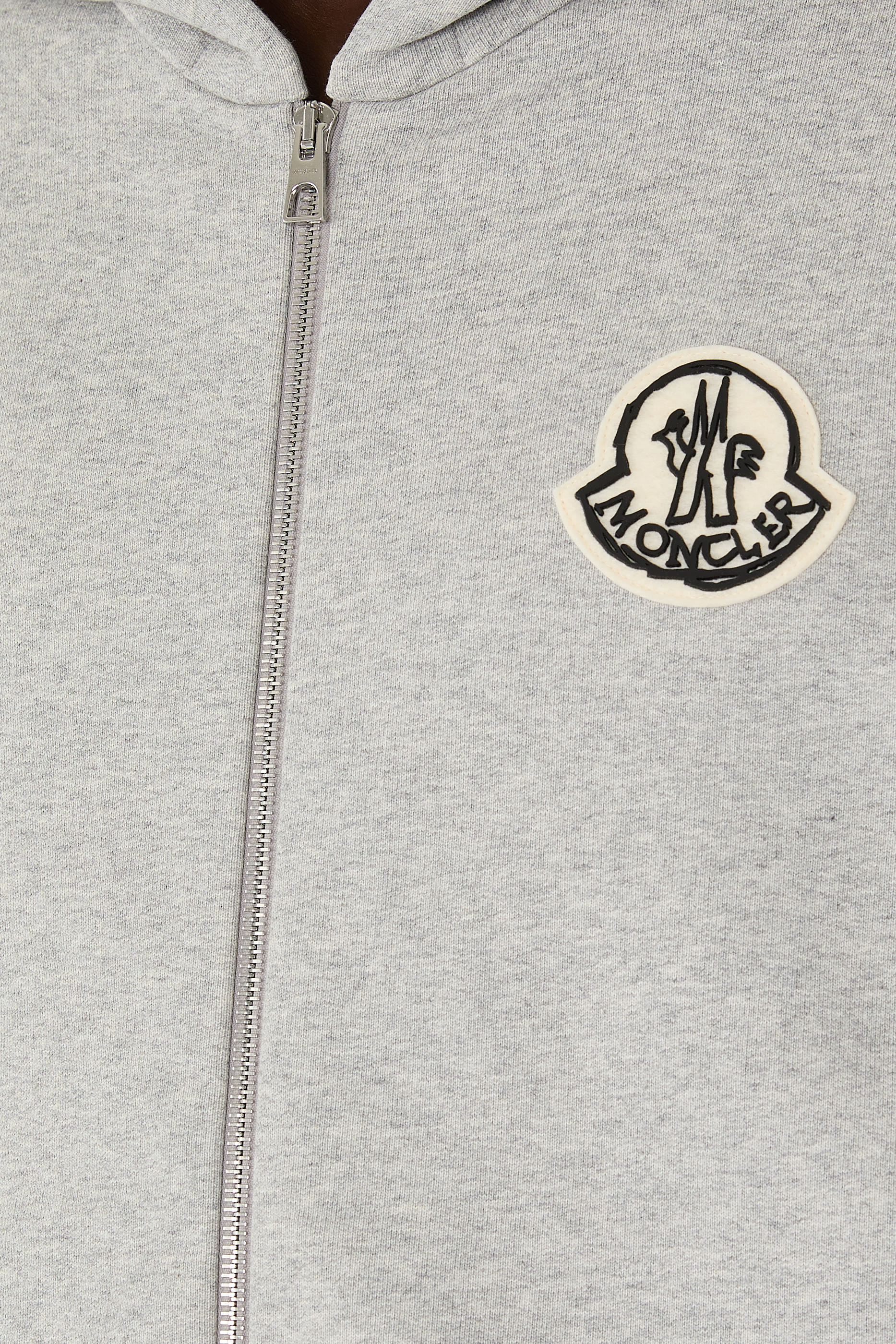 Leather Logo Wool Zip-Up Cardigan 