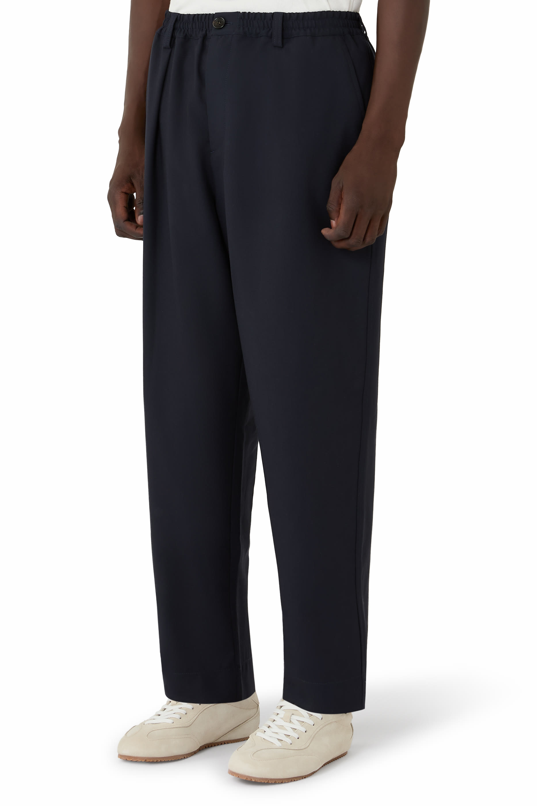 Tropical Wool Trousers with Drawstring Waist