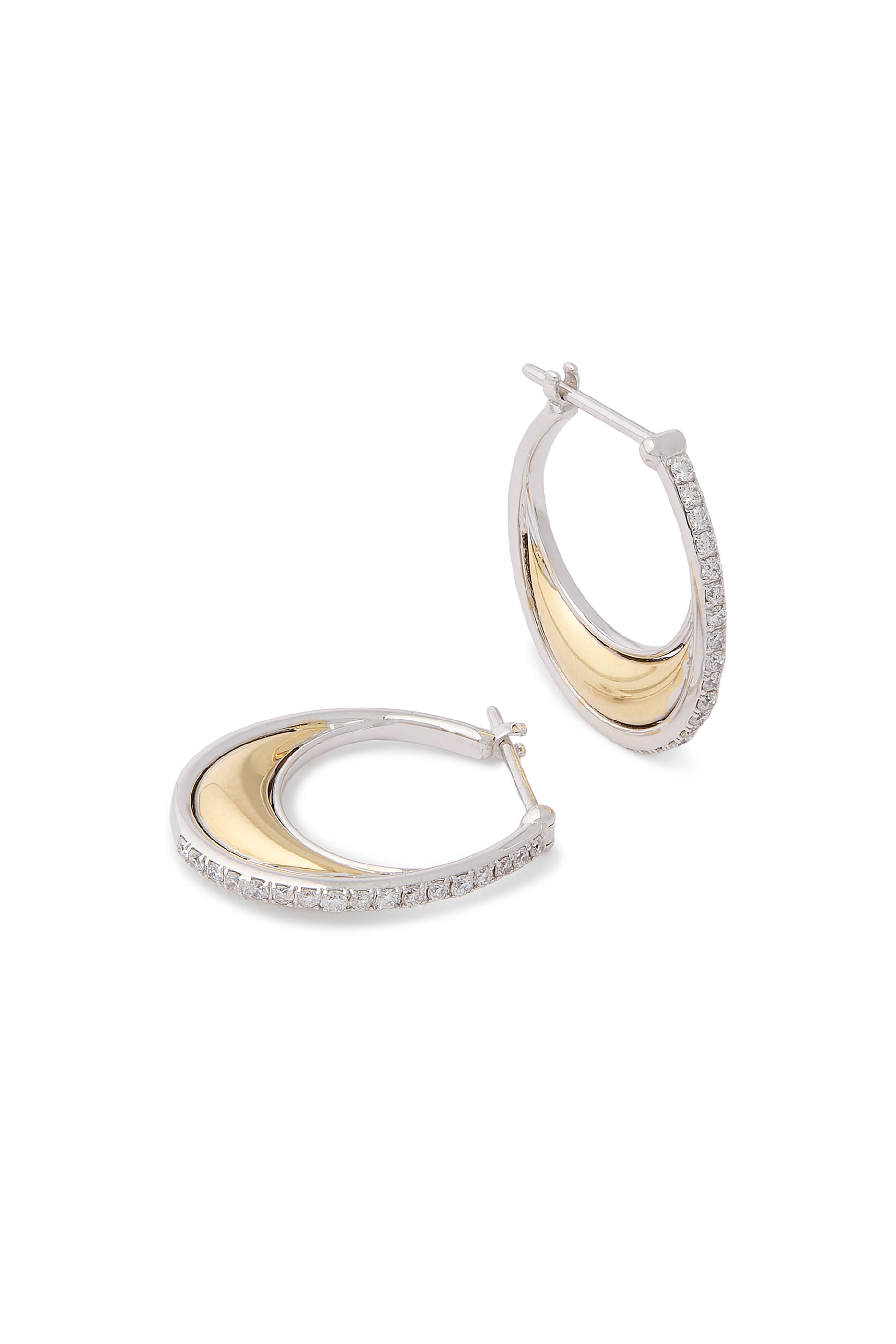 Bloop Moon Size 3 Earrings, 18k Yellow Gold  Diamonds