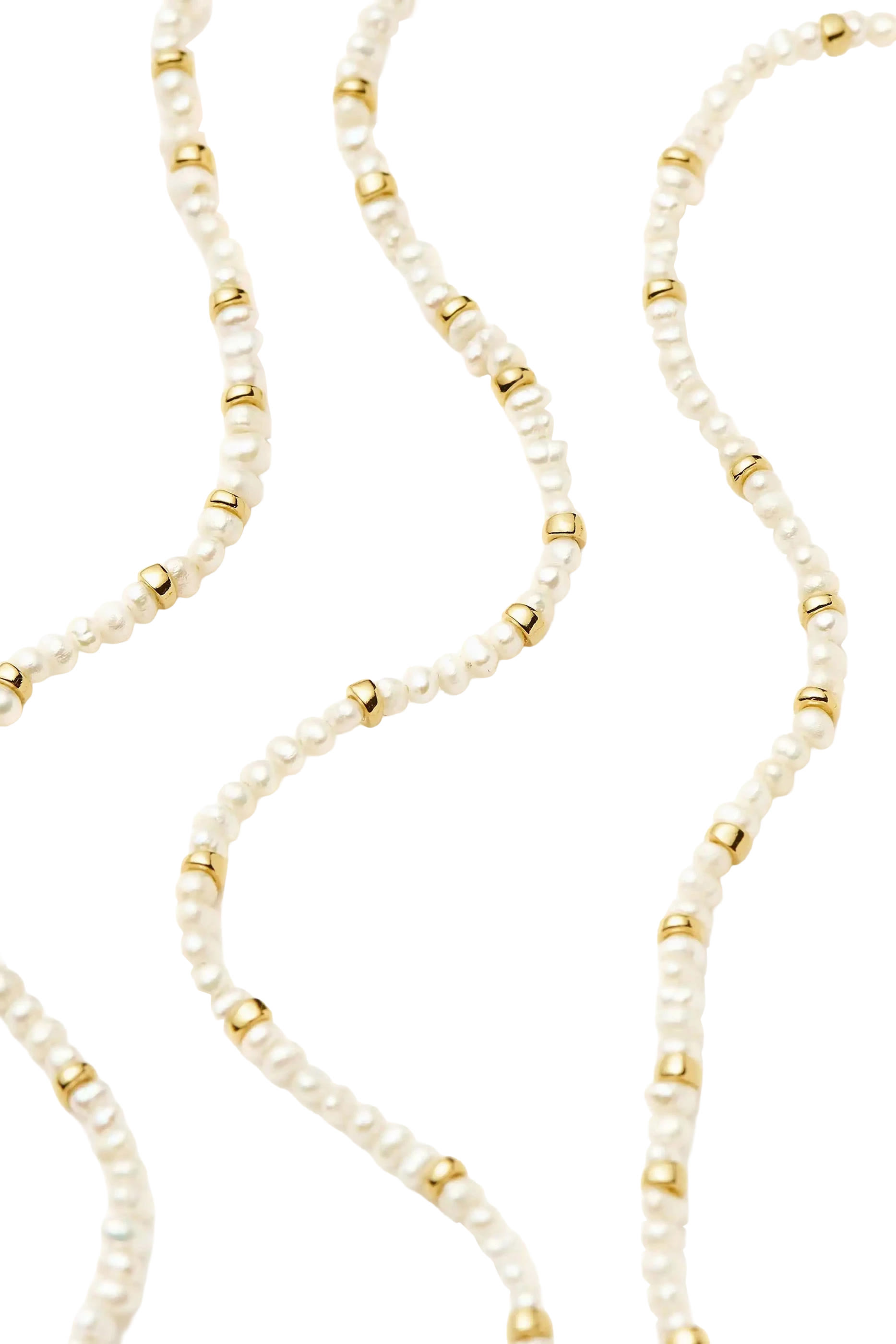 Micro Pearl Beaded Necklace, 18ct Recycled Gold Plating on Brass  Micro-Pearls