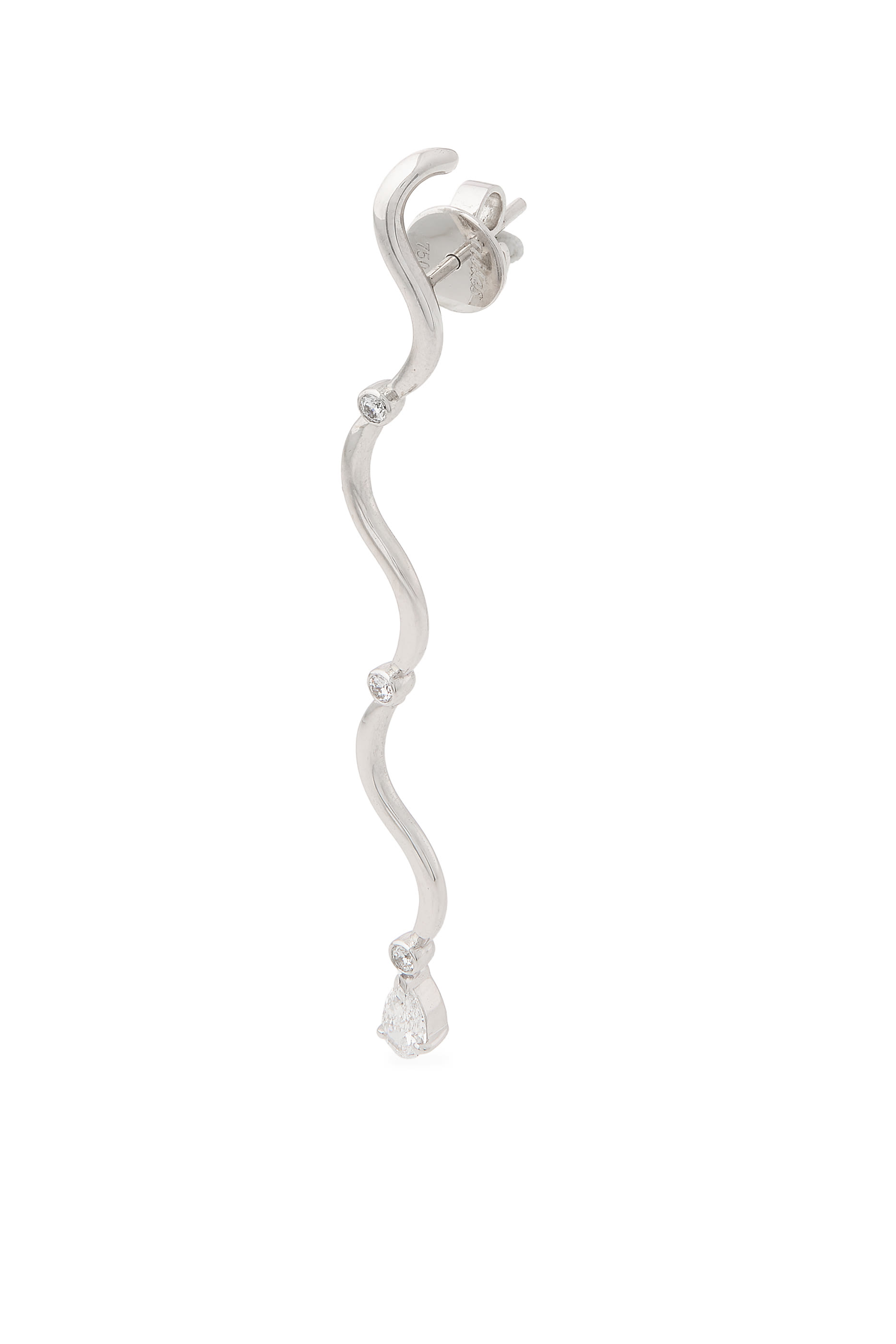 Long Wave Earrings, 18K White Gold  Diamonds