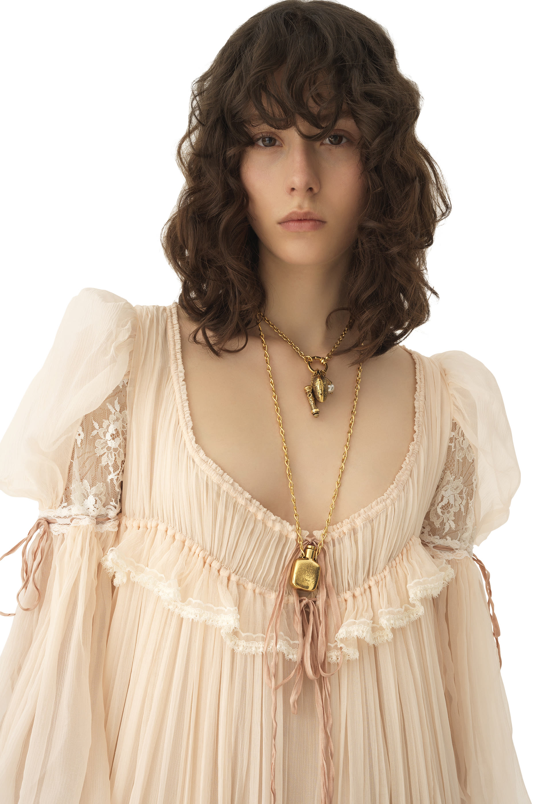 Oversized Silk Long Ruffled Dress