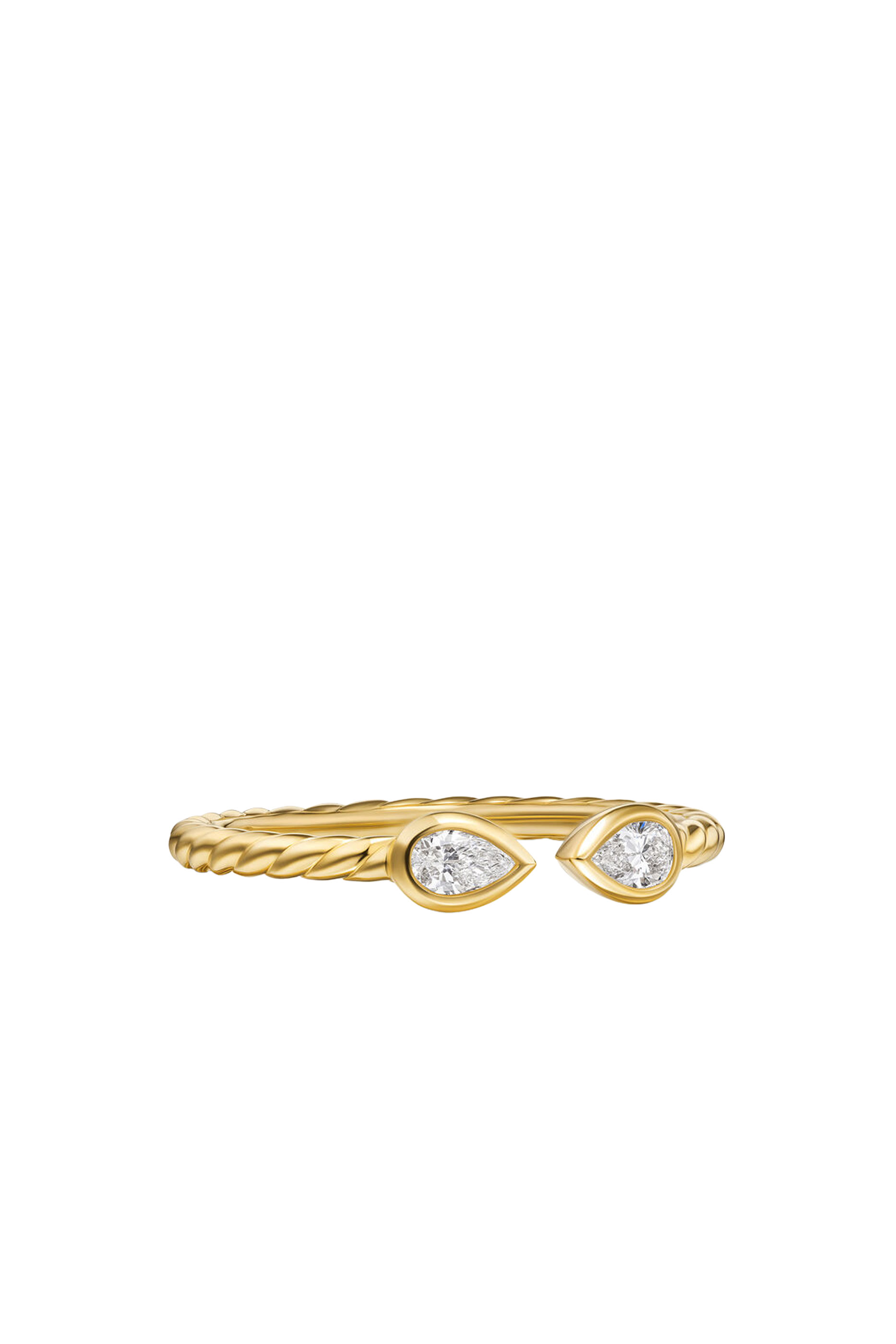 Petite Modern Renaissance&reg; Open Pear Ring, 18K Yellow Gold  Diamonds