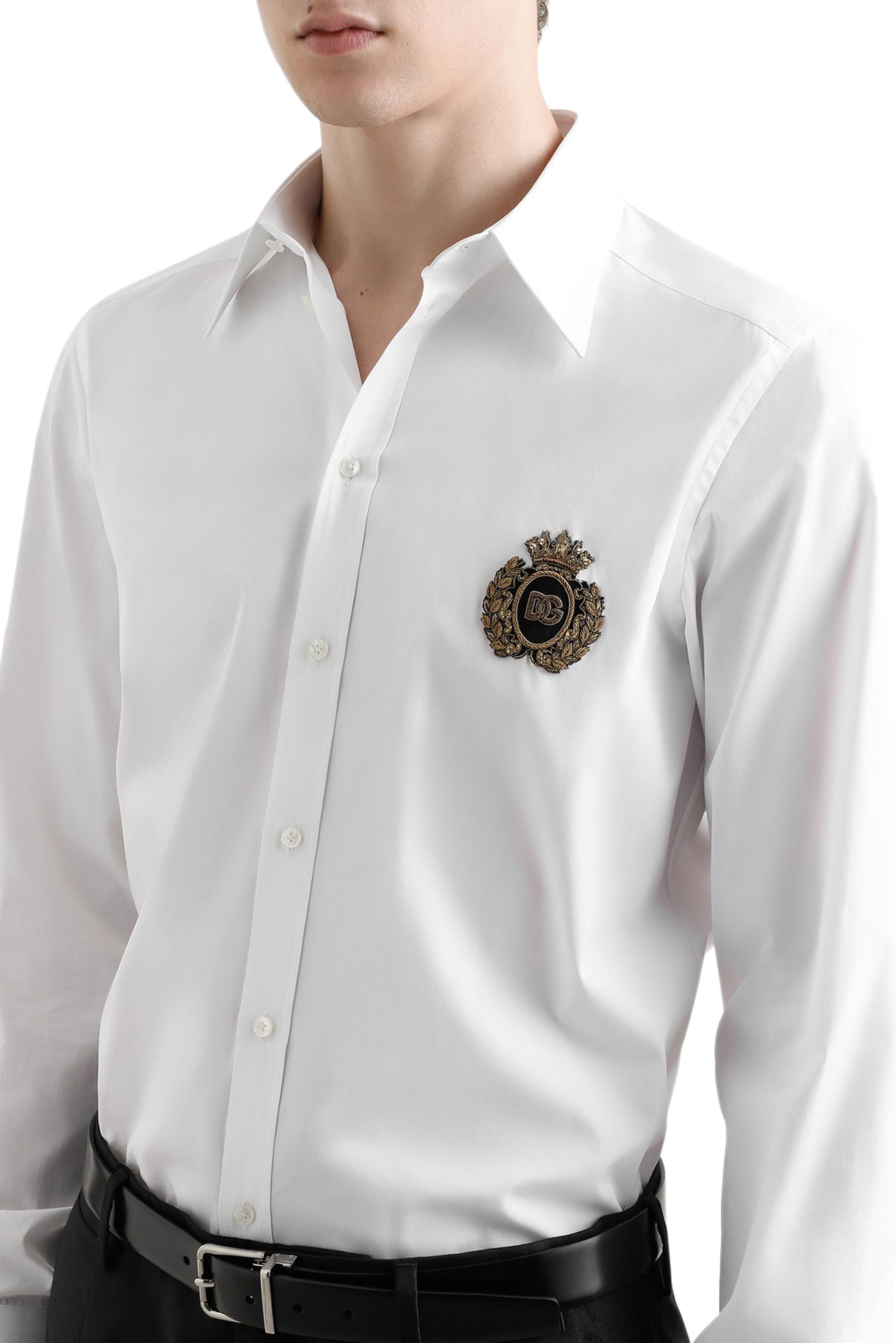 Cotton Shirt with Heraldic Patch