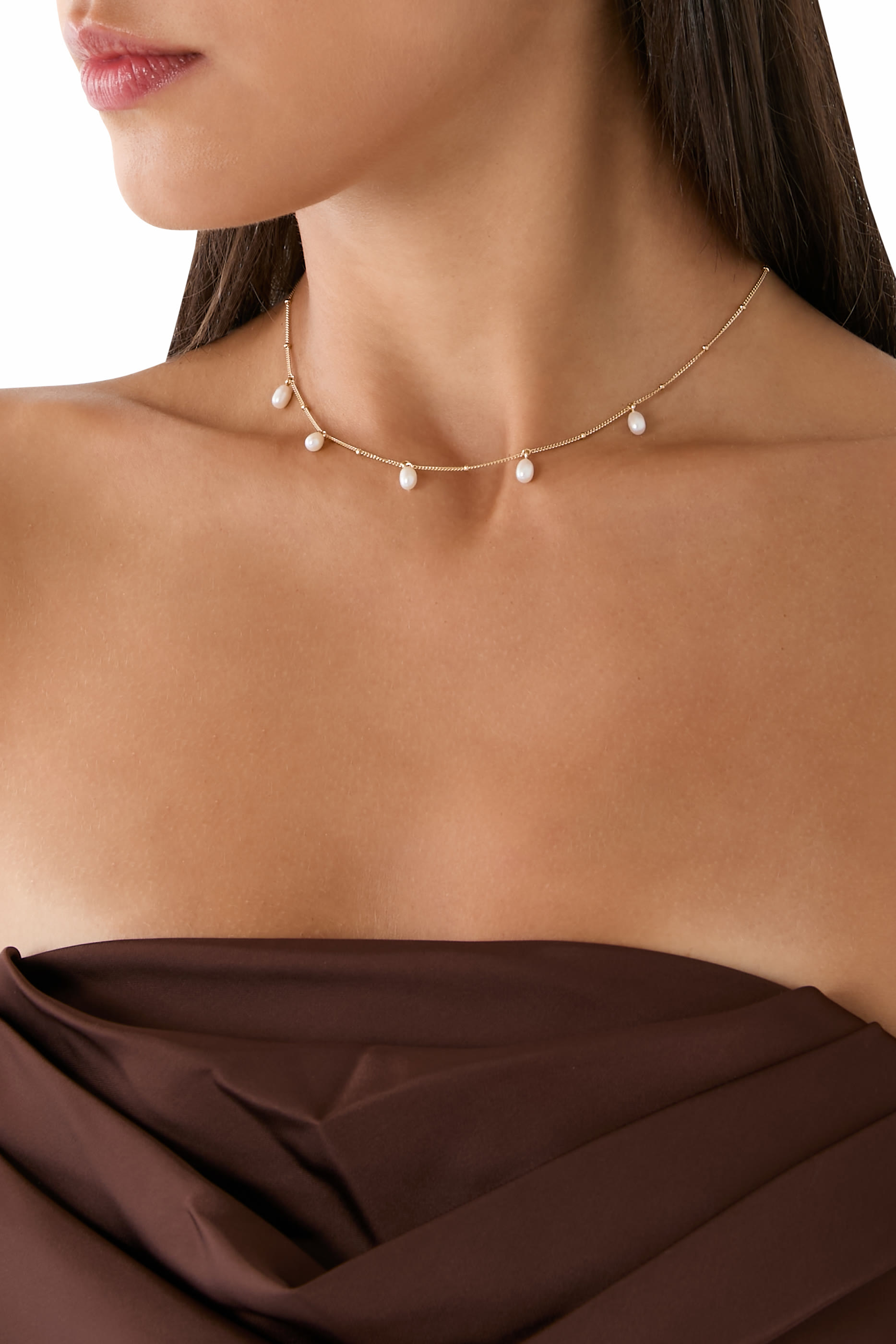  Pearl Baya Baroque Chain Choker, 18ct Recycled Gold Vermeil on Recycled Sterling Silver  Baroque Pearls