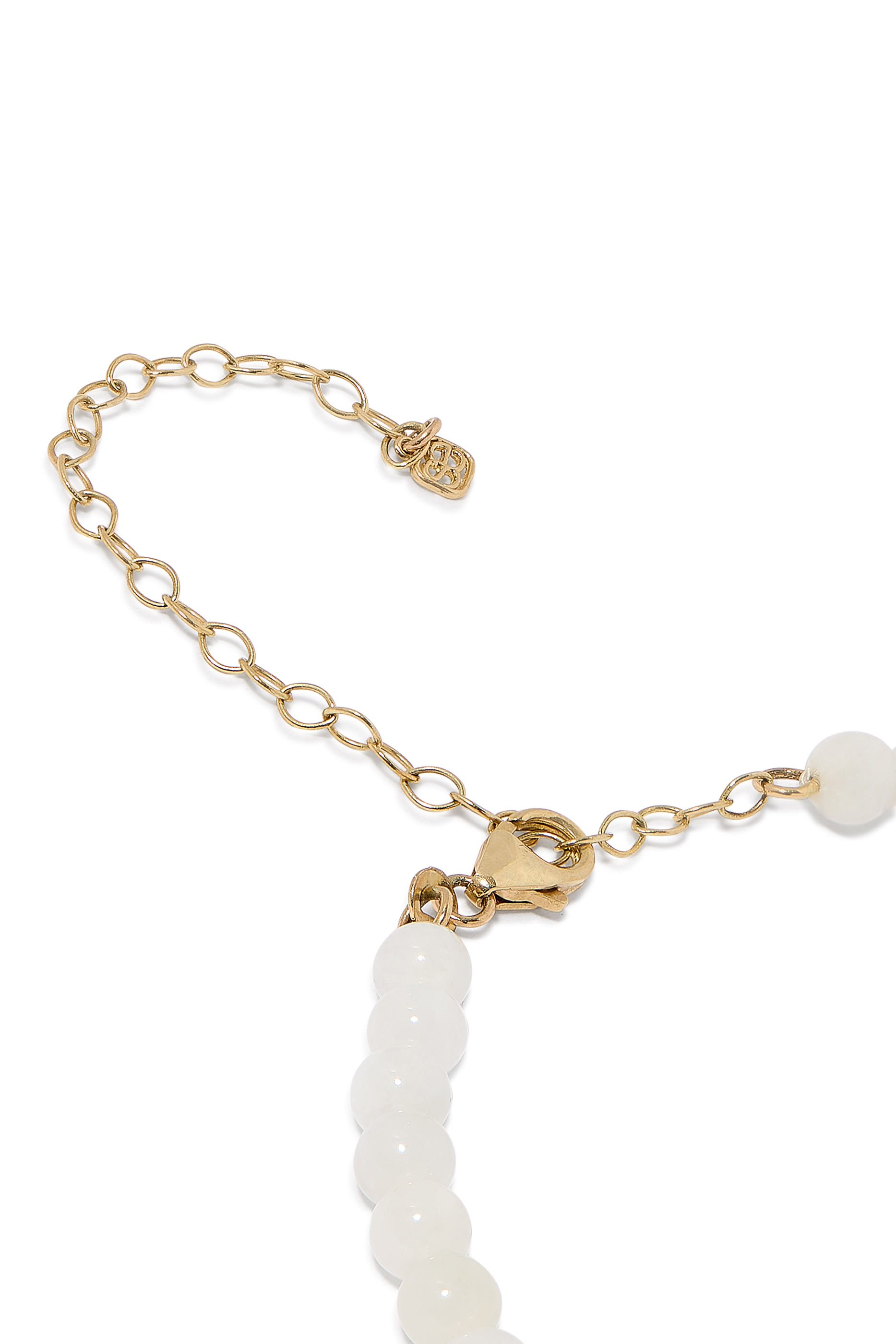 Gold  Enamel Tiny Charms Moonstone Necklace, 14K Yellow Gold, Enamel  Moonstone