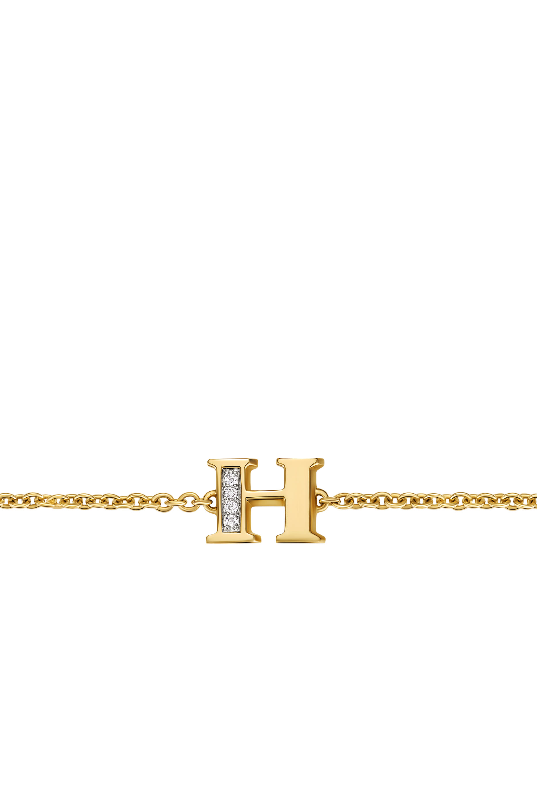 Petite Pav&eacute; H Initial Chain Bracelet, 18K Yellow Gold  Diamonds