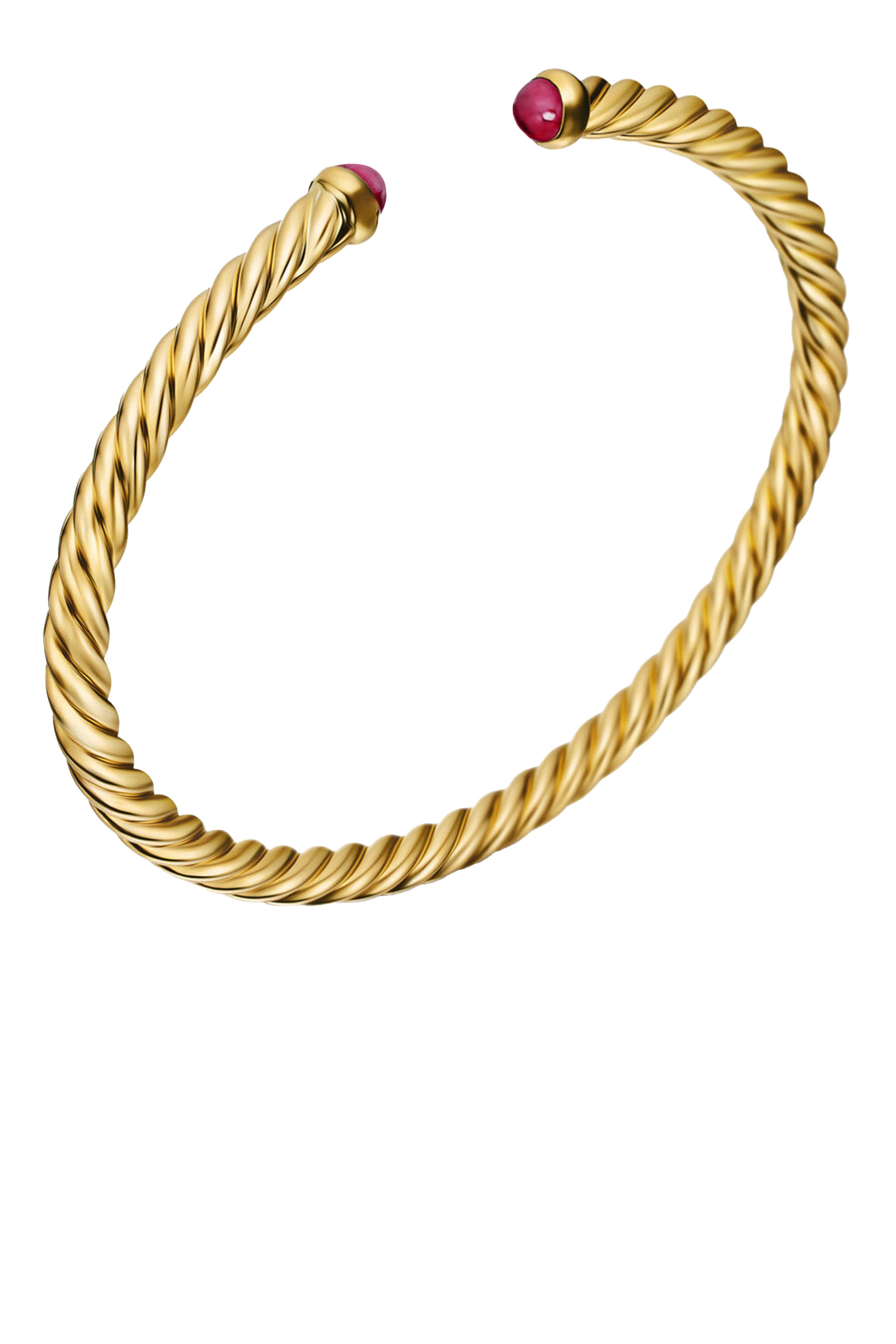 18K Yellow Gold  Rubies Cable Flex Bracelet 