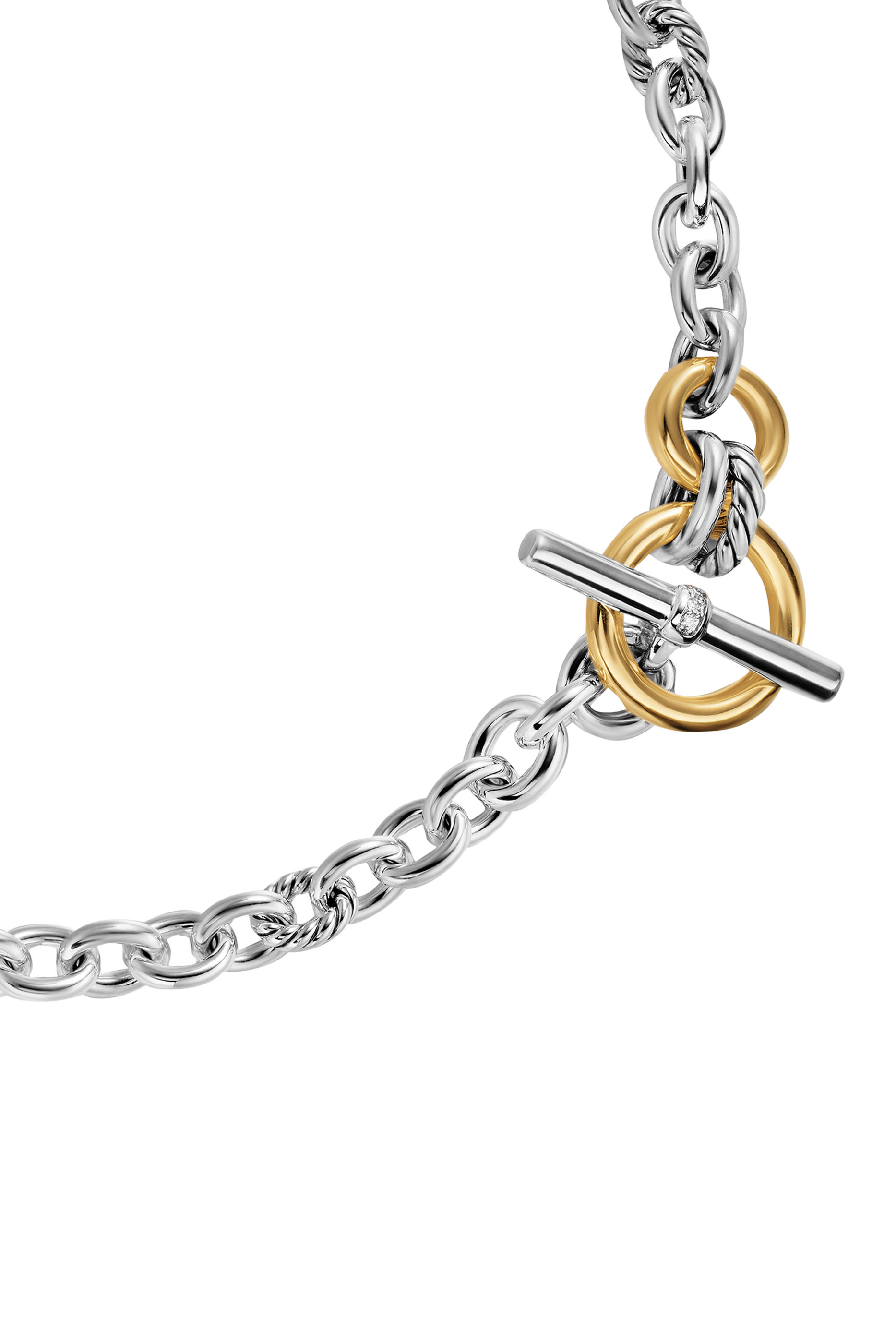 DY Mercer&reg; Toggle Chain Necklace, Sterling Silver with 18K Yellow Gold  Diamonds