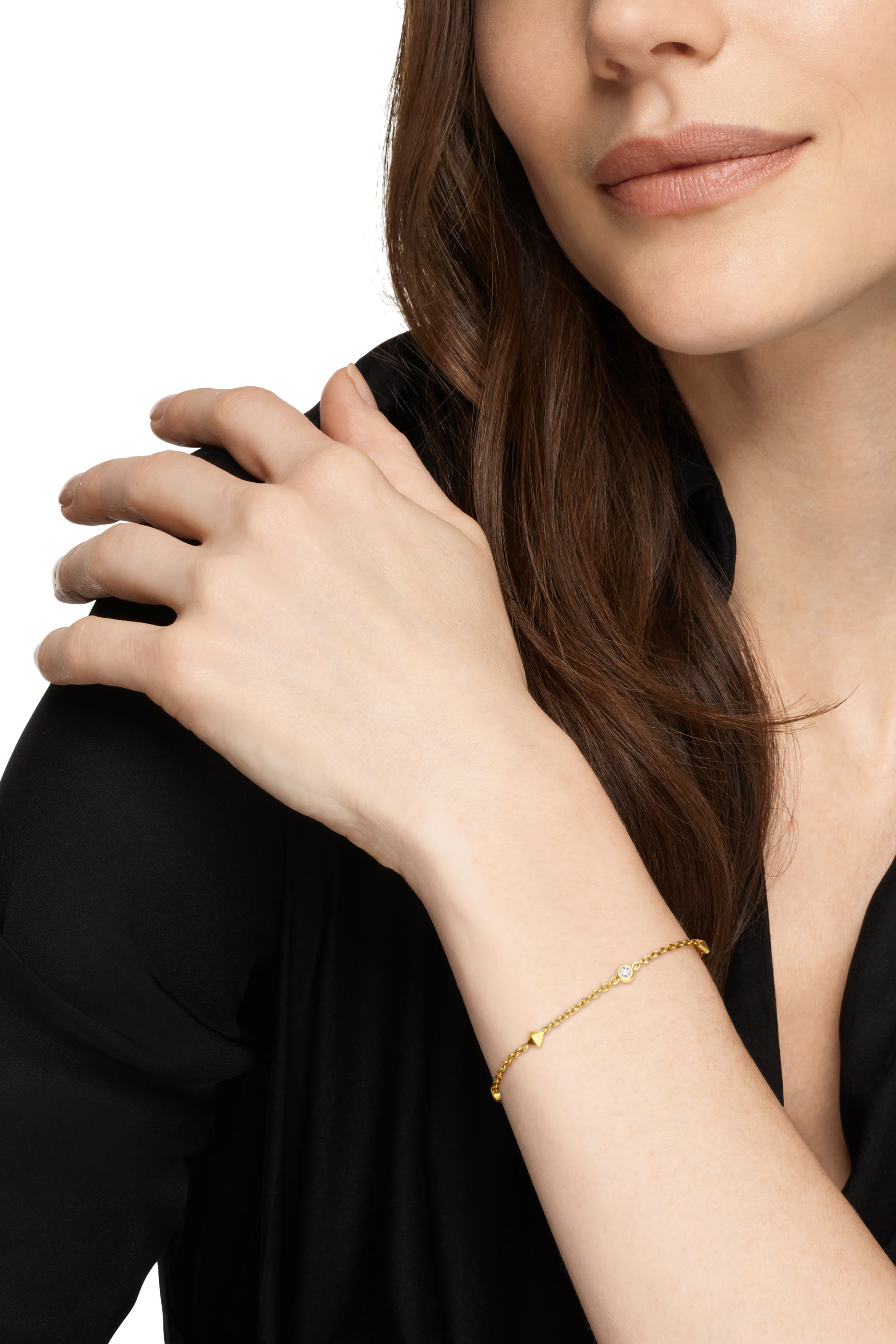 Petite Modern Renaissance Station Bracelet, 18K Yellow Gold  Diamonds